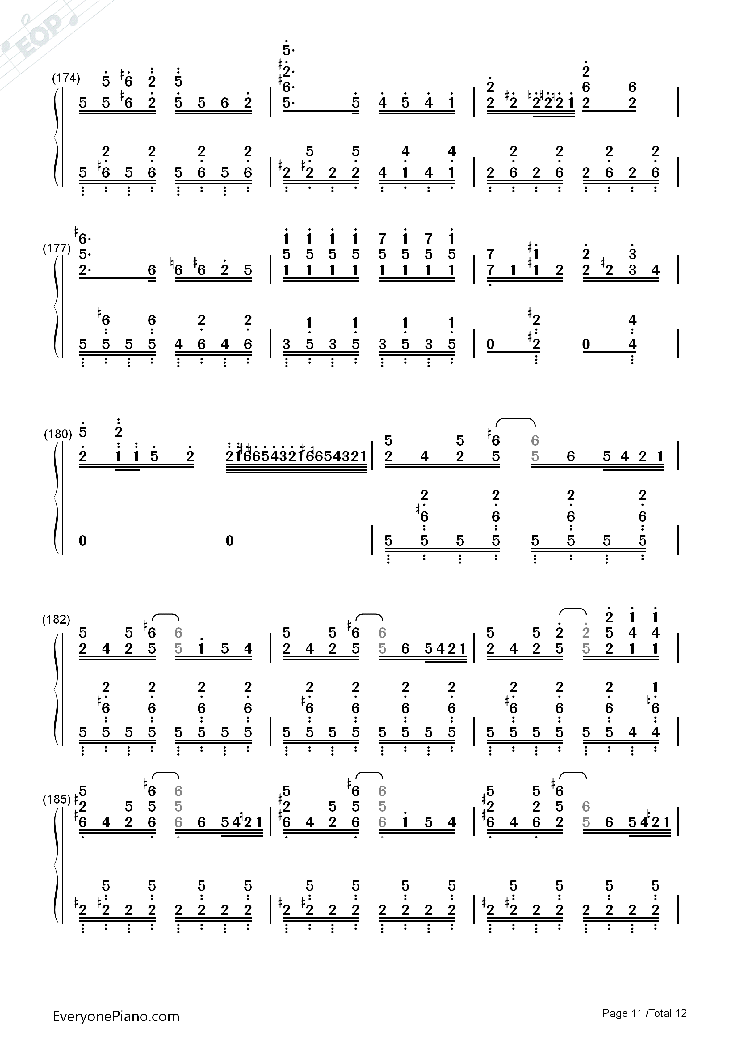 琪露诺的完美算术教室钢琴简谱_藤咲かりん演唱