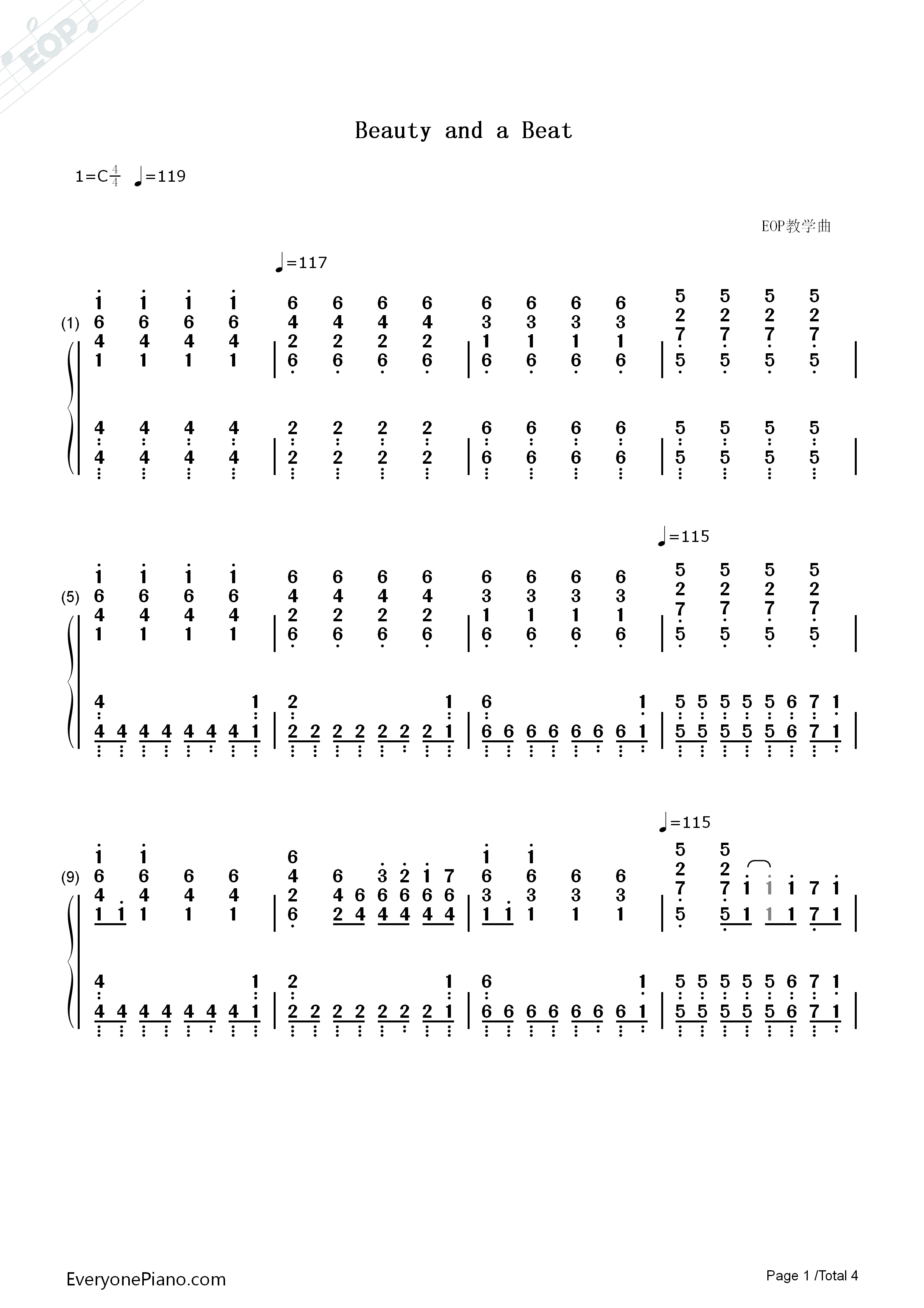 Beauty_and_a_Beat_钢琴简谱_Justin_Bieber_ft._Nicki_Minaj演唱