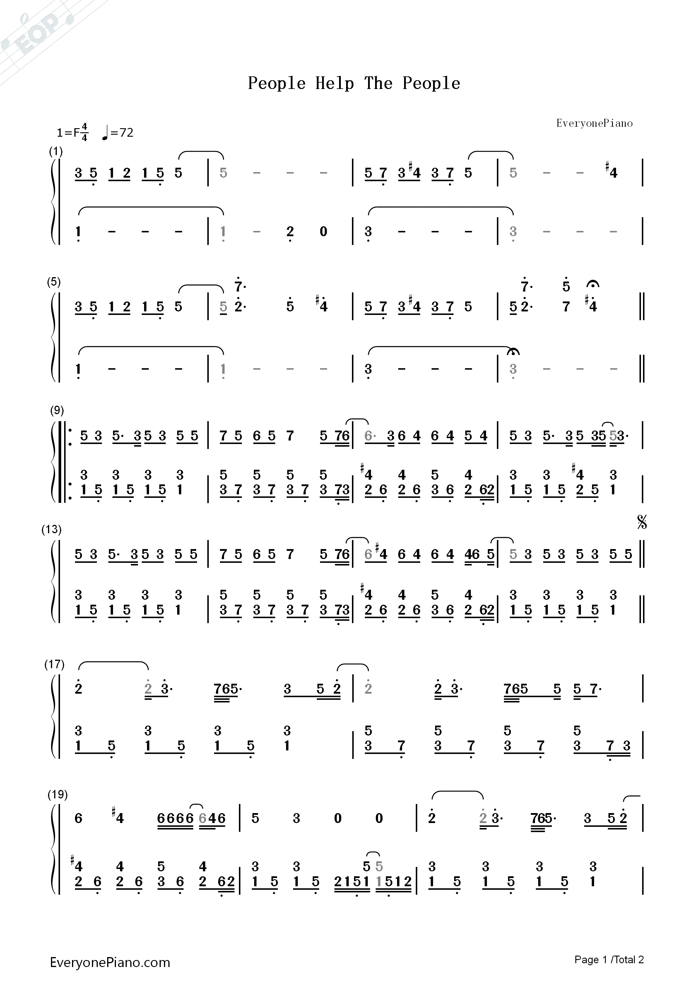 People_Help_the_People钢琴简谱_Birdy演唱