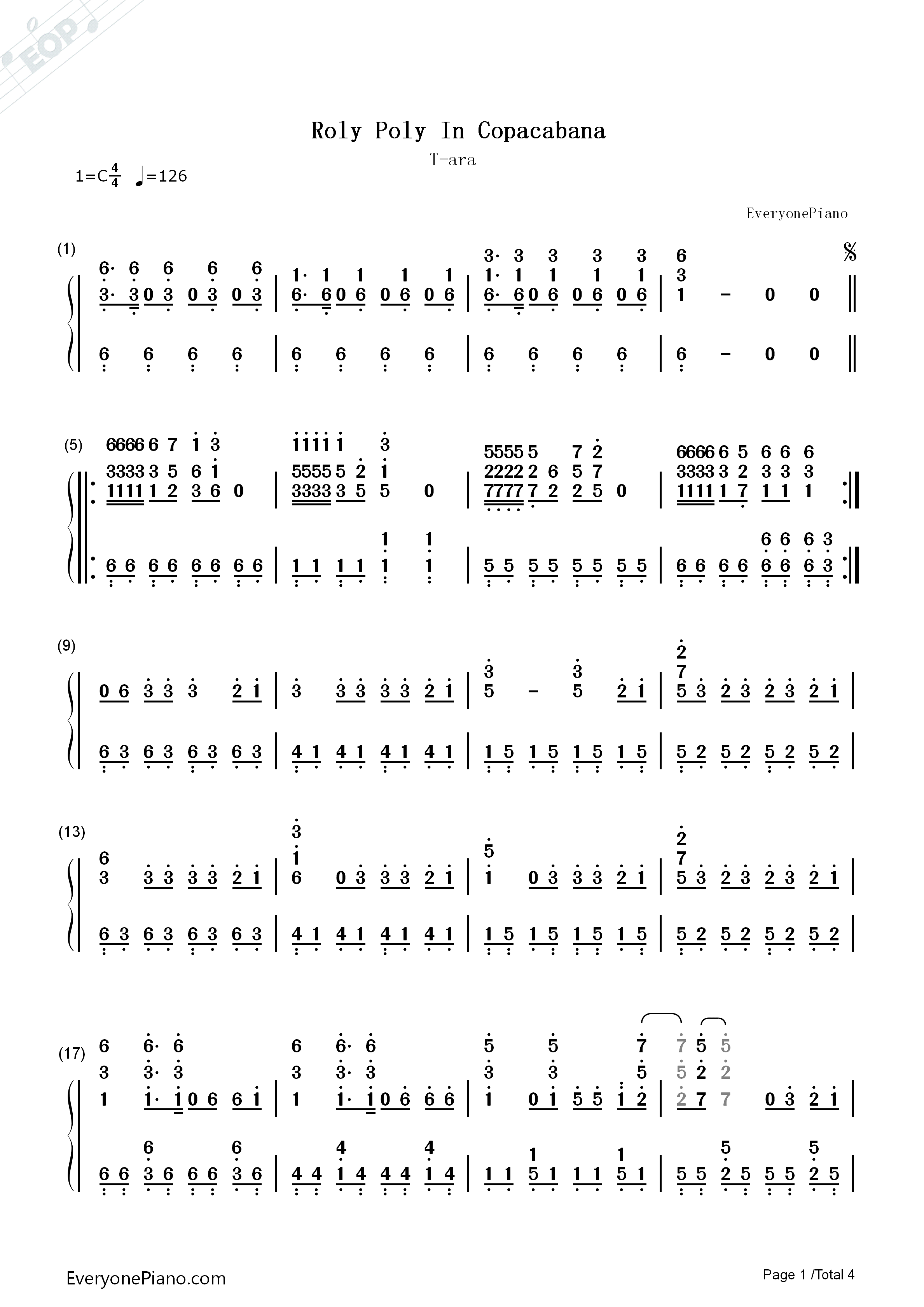 Roly钢琴简谱_T_ara演唱