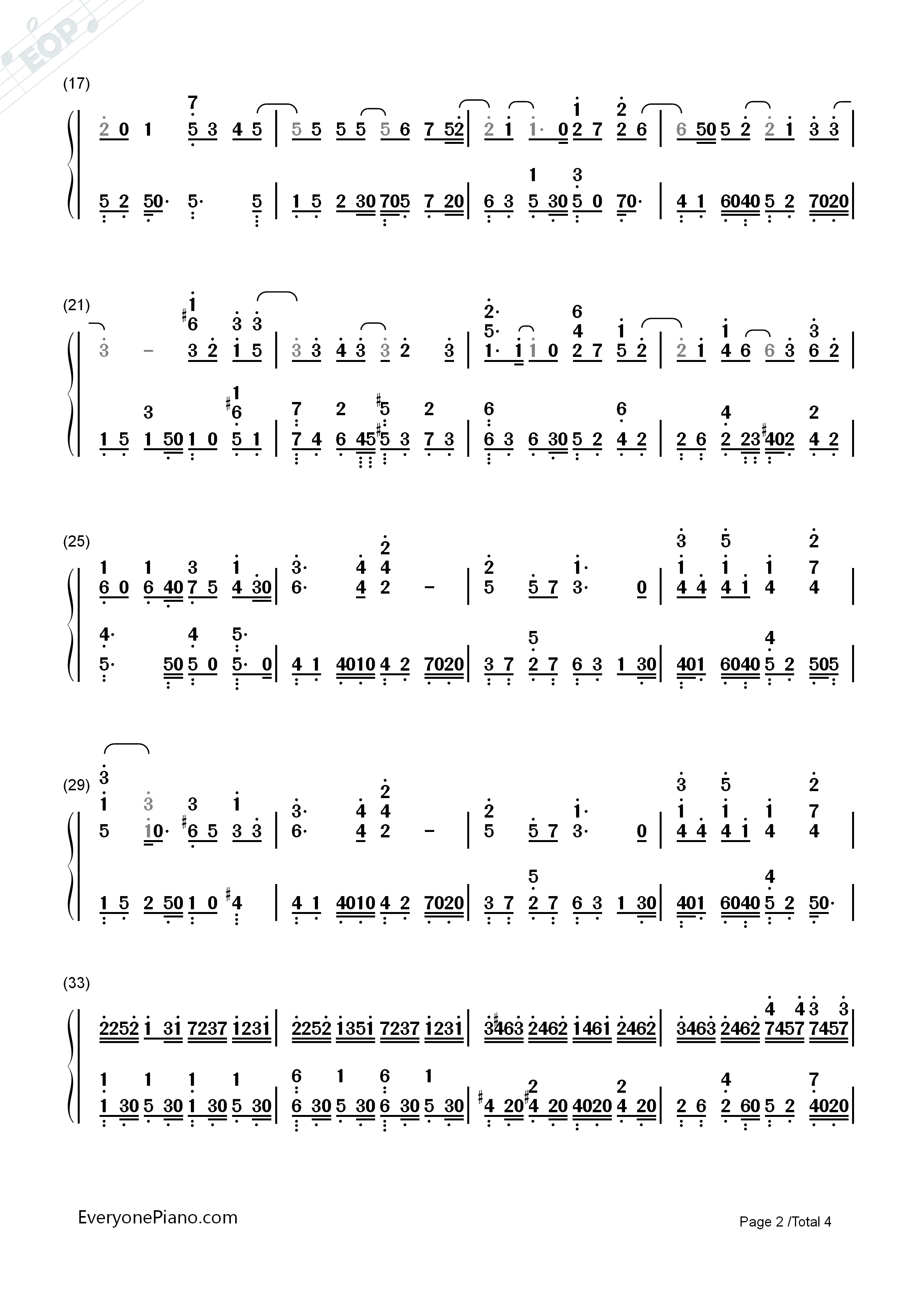 蒲公英的约定钢琴简谱_周杰伦演唱