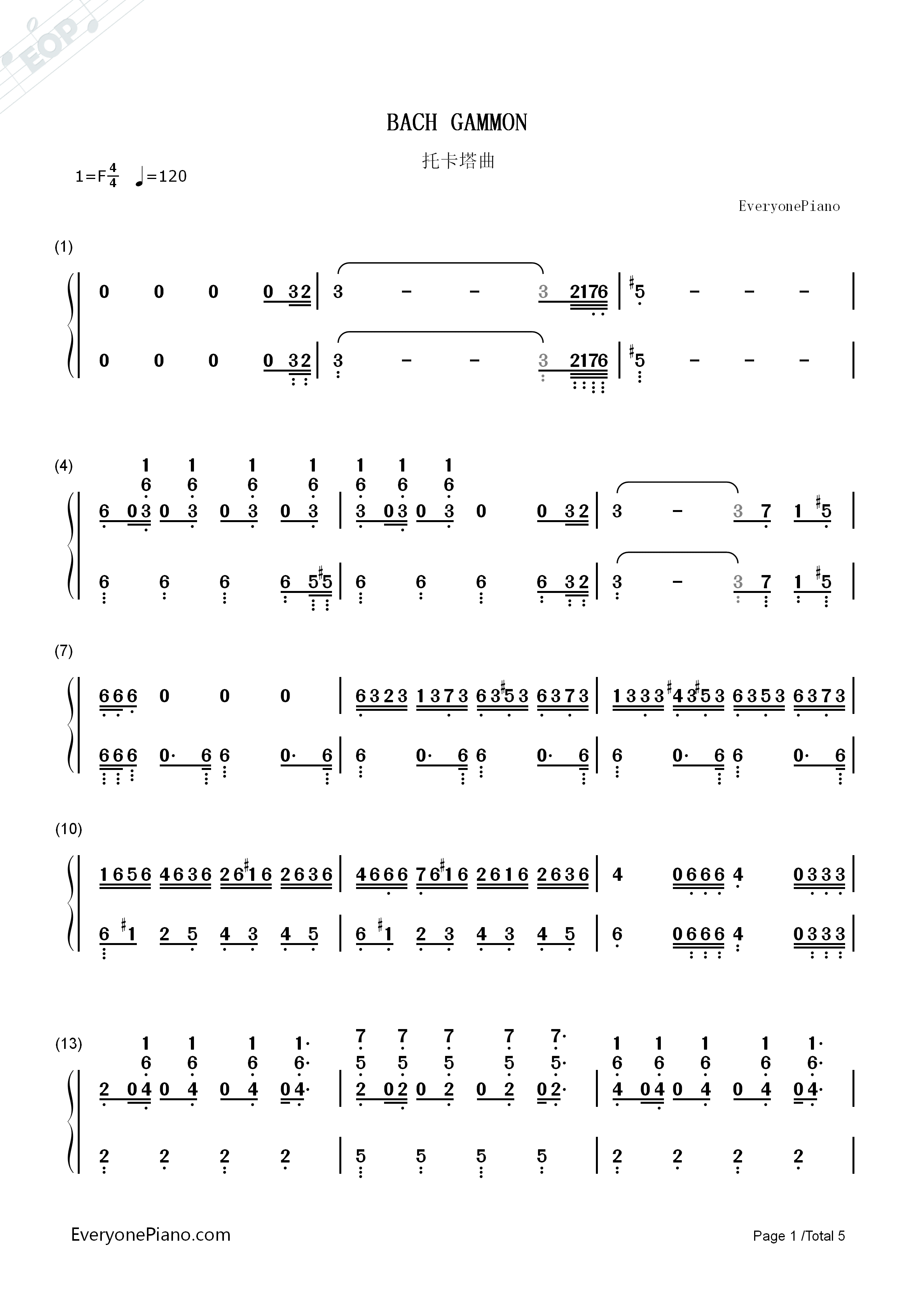 托卡塔曲钢琴简谱_理查德克莱德曼演唱