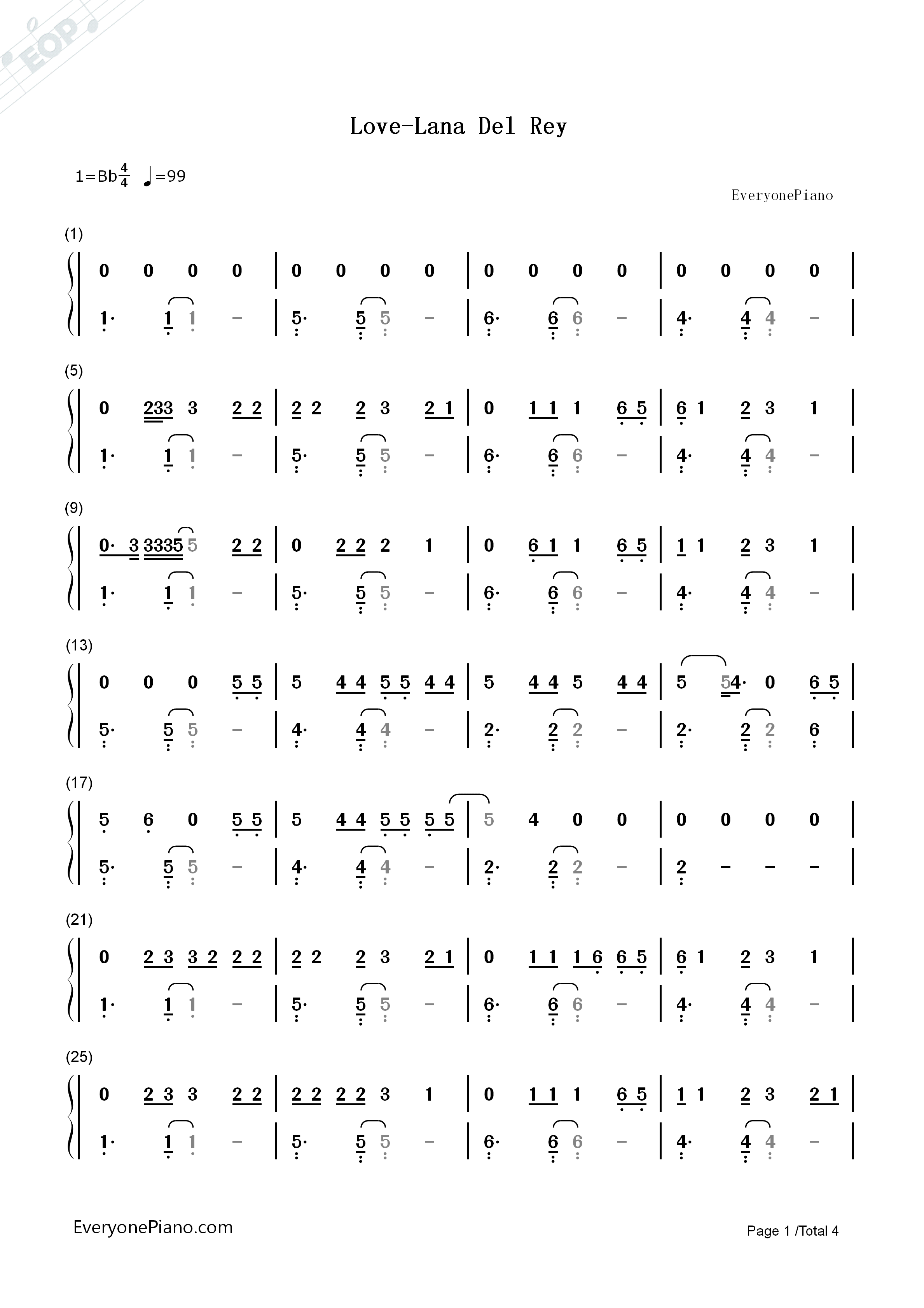 Love钢琴简谱_Lana_Del_Rey演唱