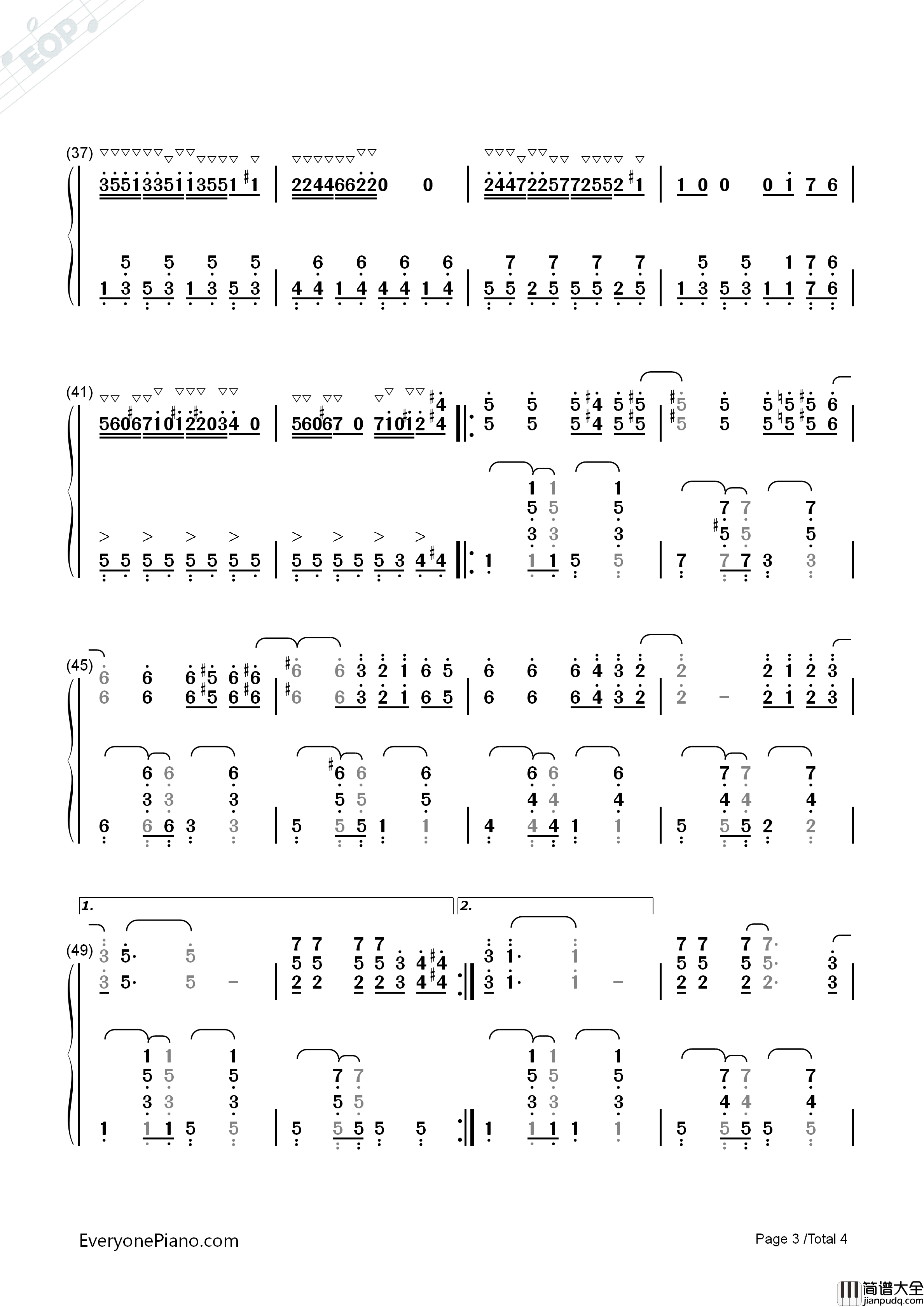 乒乓之恋钢琴简谱_理查德•克莱德曼演唱