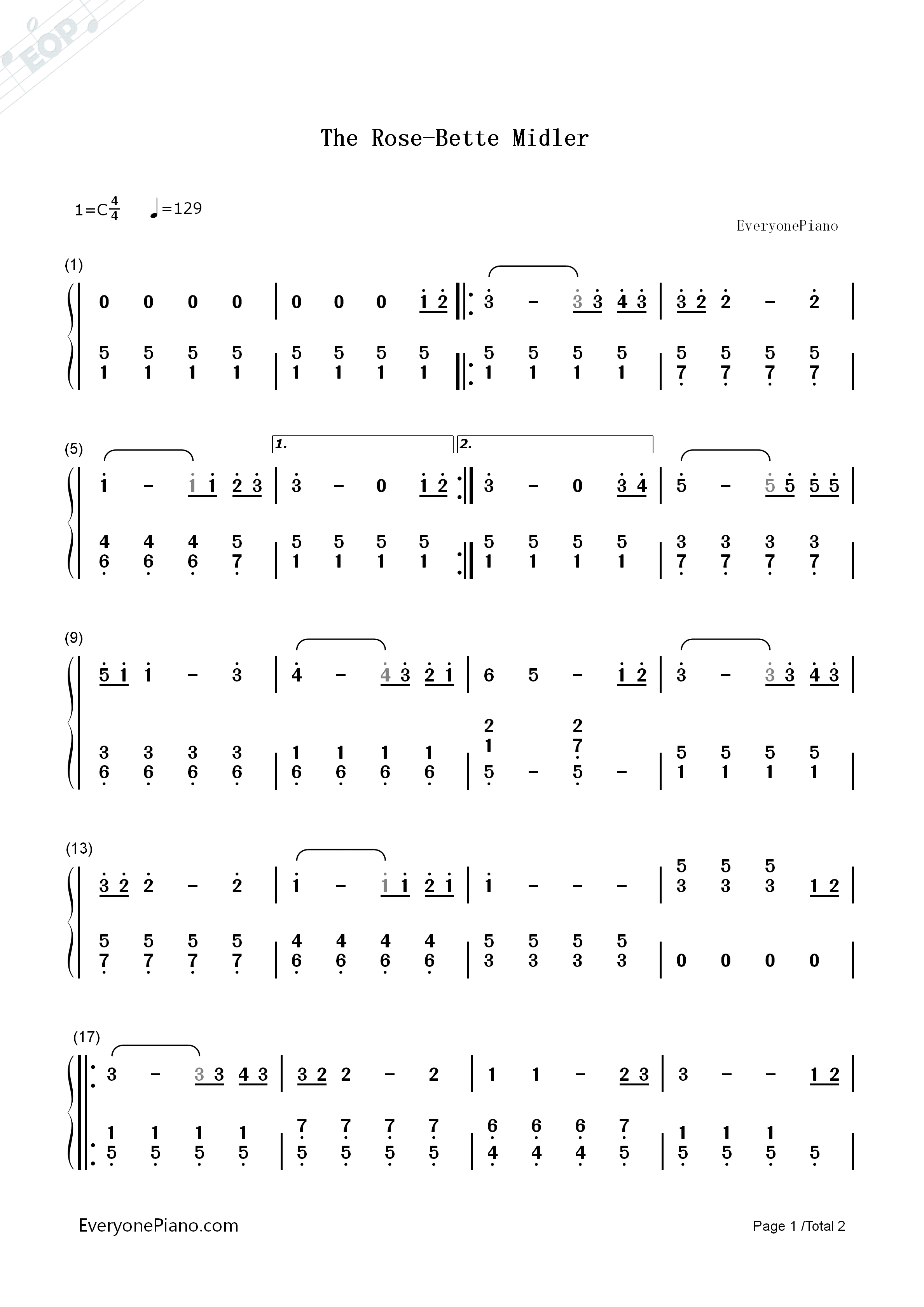 The_Rose钢琴简谱_Bette_Midler演唱