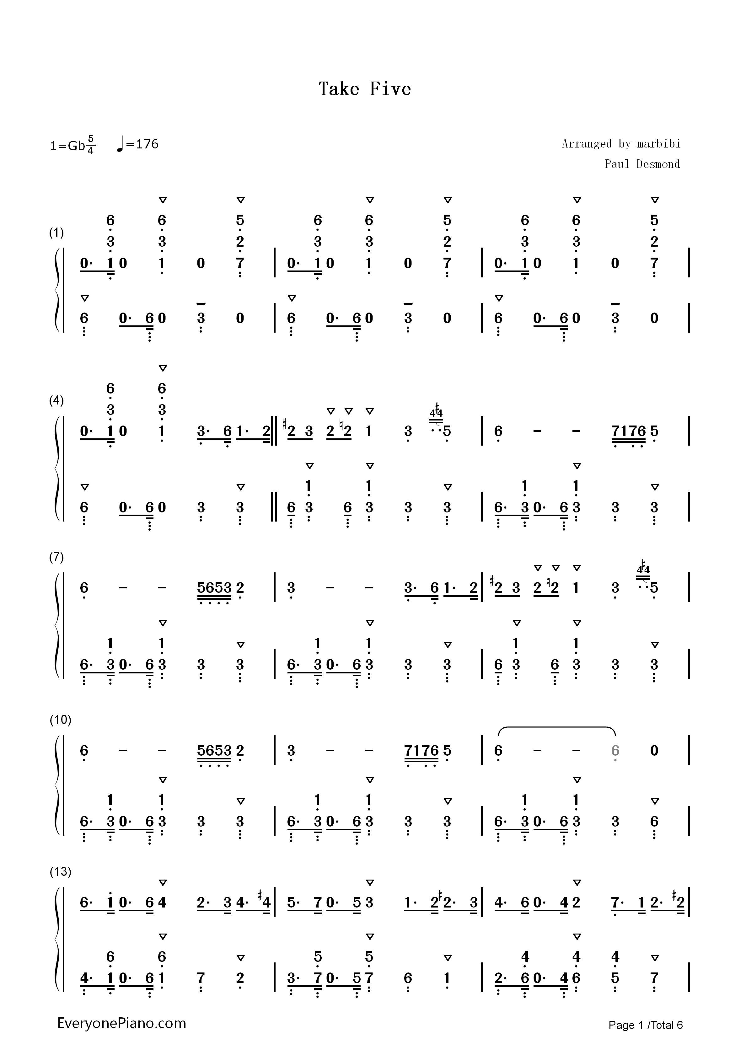 Take_Five钢琴简谱_Paul_Desmond演唱