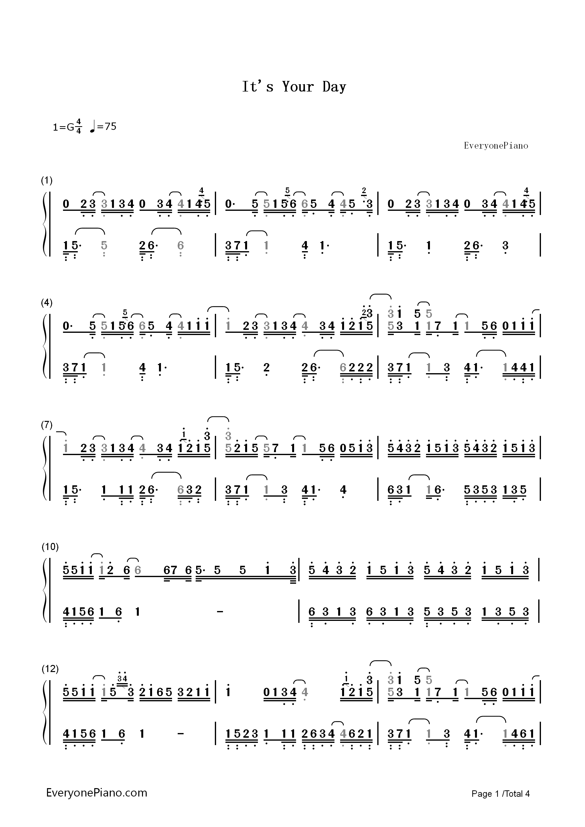 Its_Your_Day钢琴简谱_Yiruma演唱