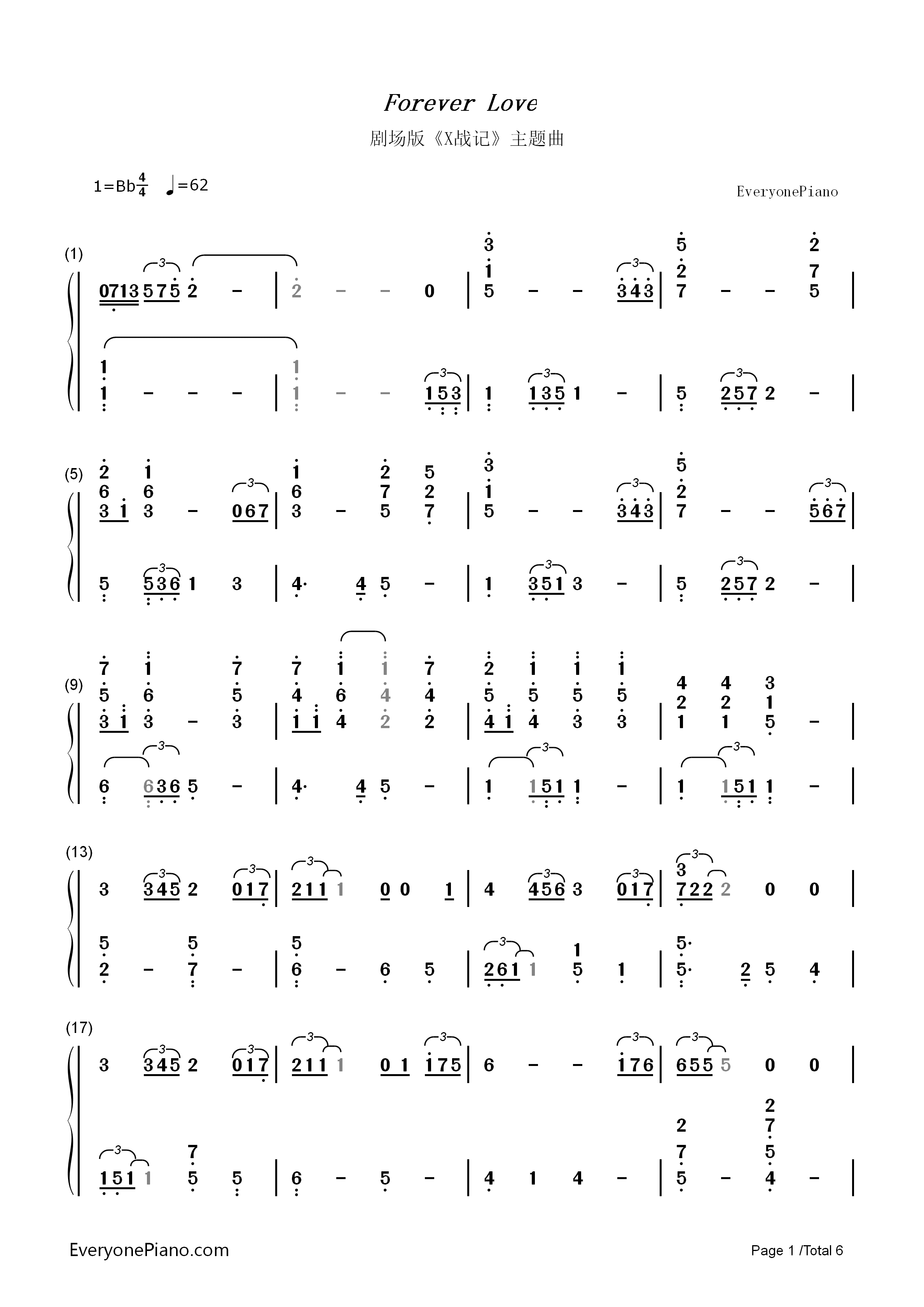 Forever_Love钢琴简谱_X_Japan__Yoshiki演唱