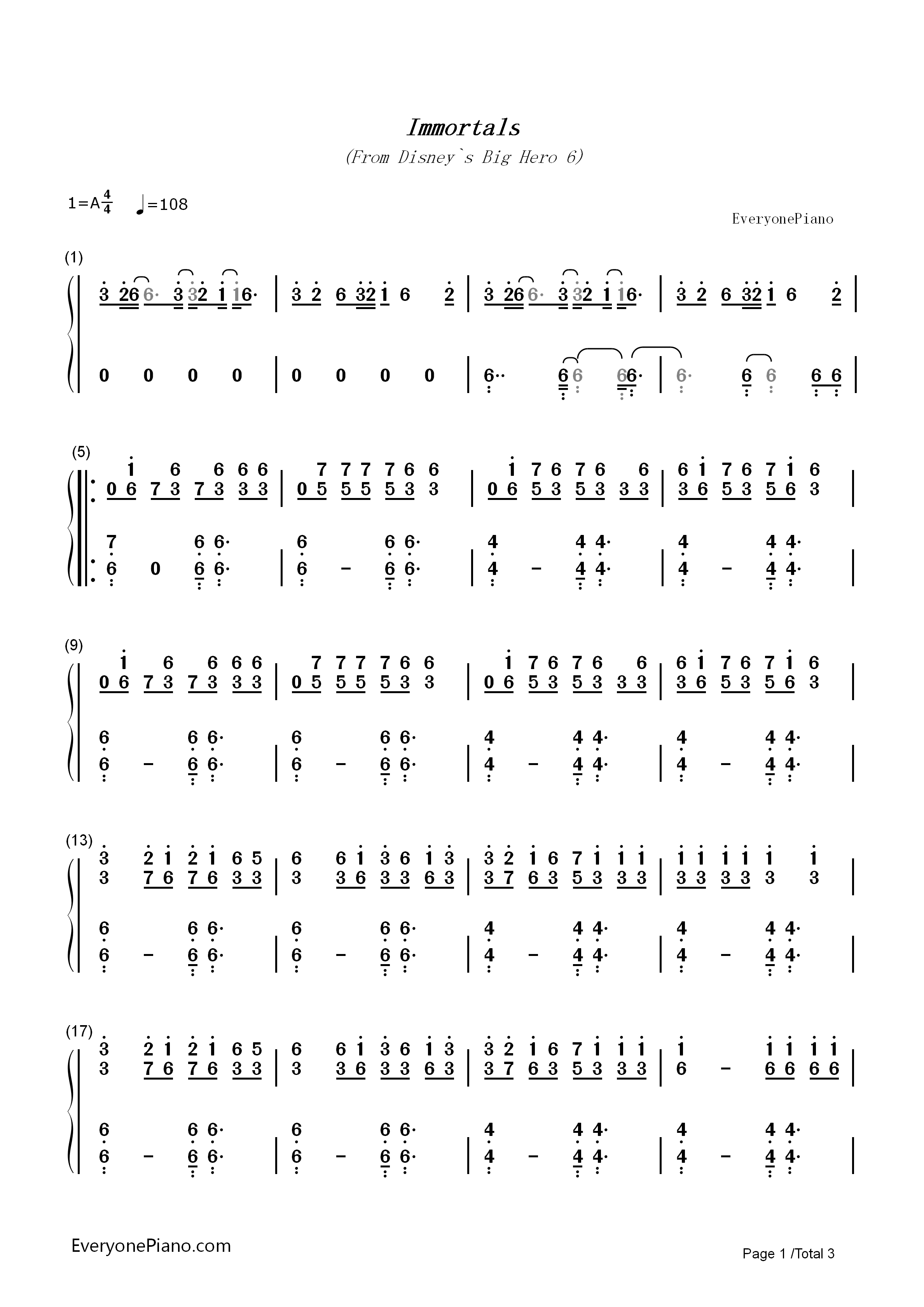 Immortals钢琴简谱_Fall_Out_Boy演唱