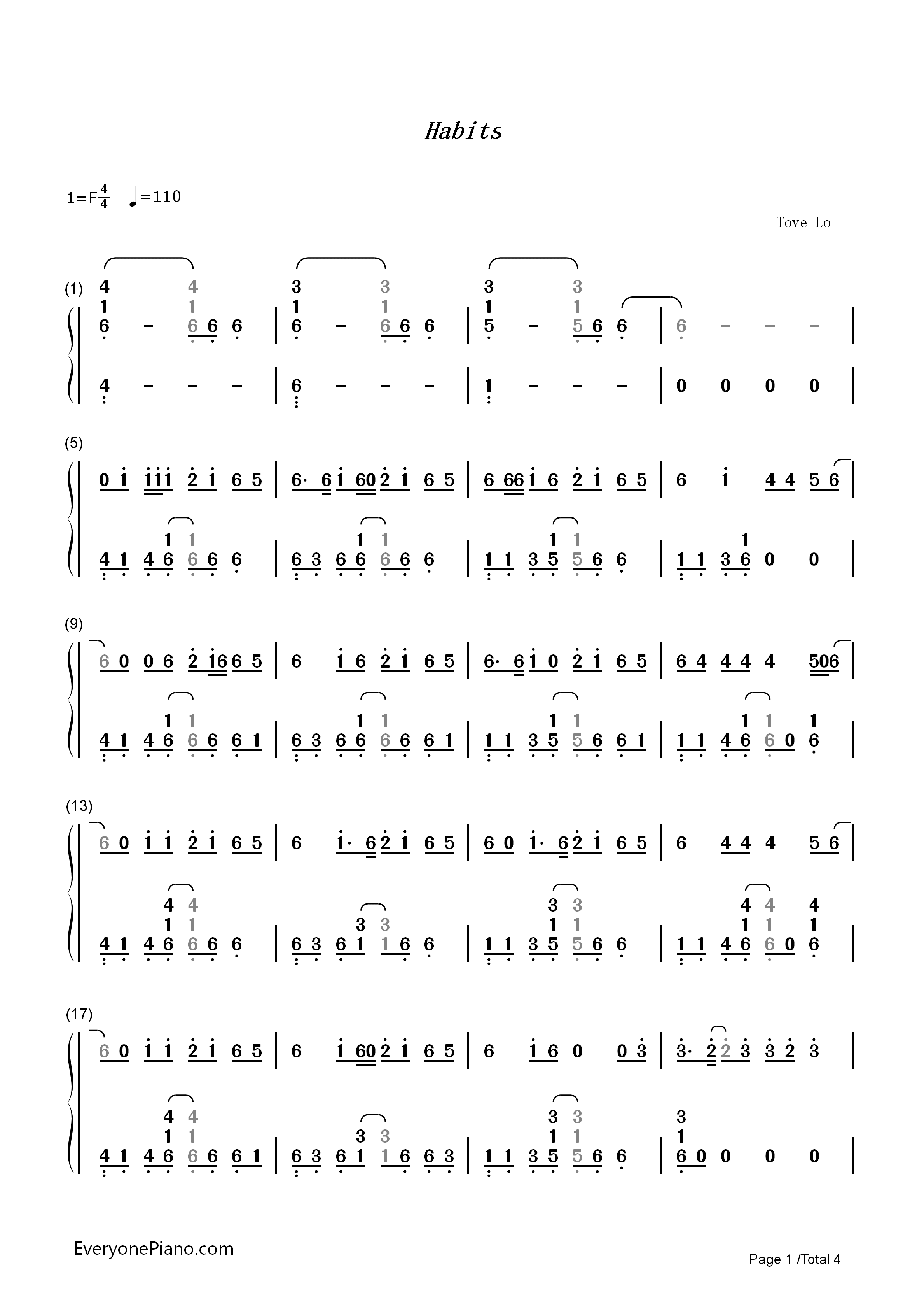 Habits_(Stay_High)钢琴简谱_Tove_Lo演唱