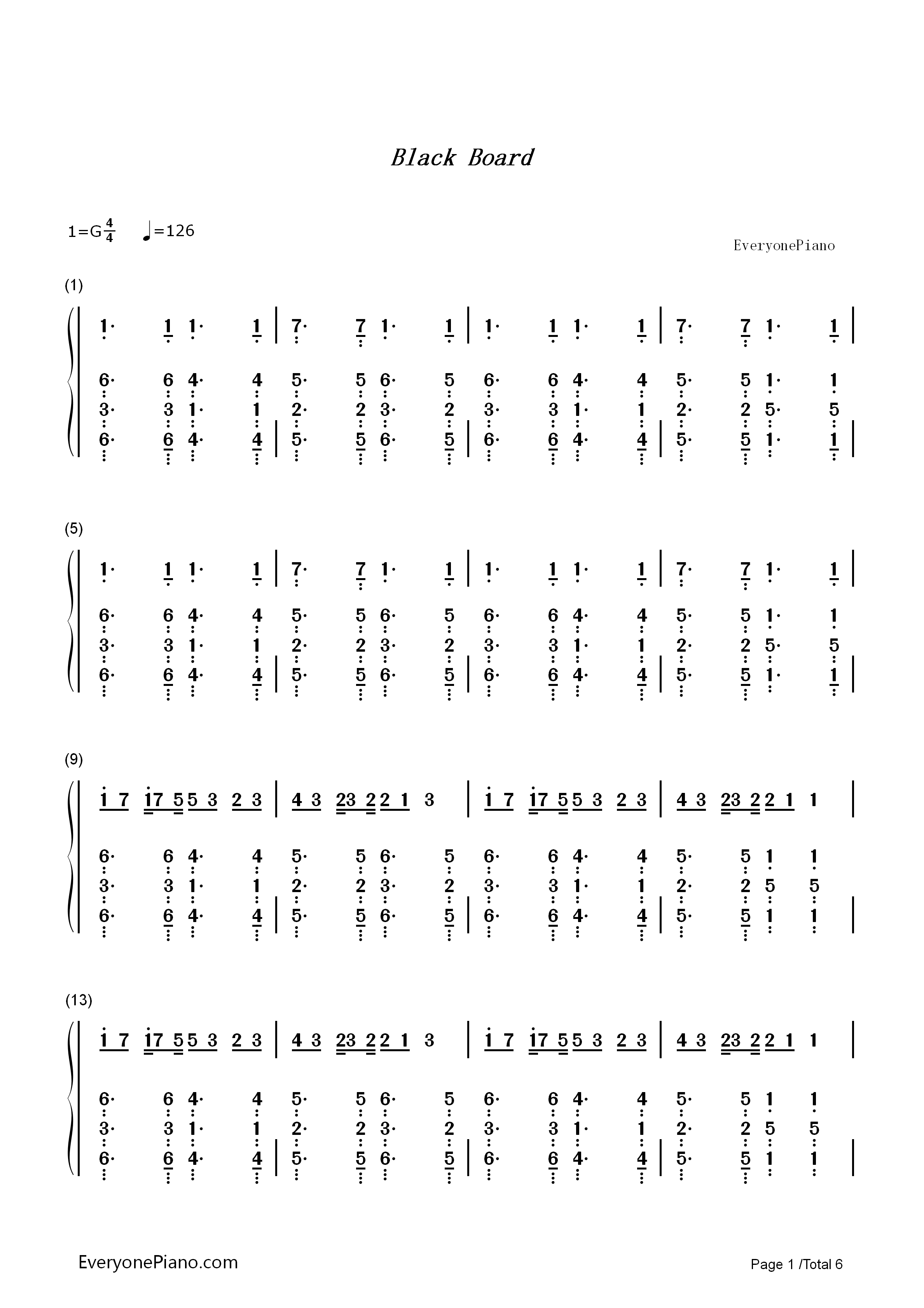 Black_Board钢琴简谱_初音ミク_初音未来演唱