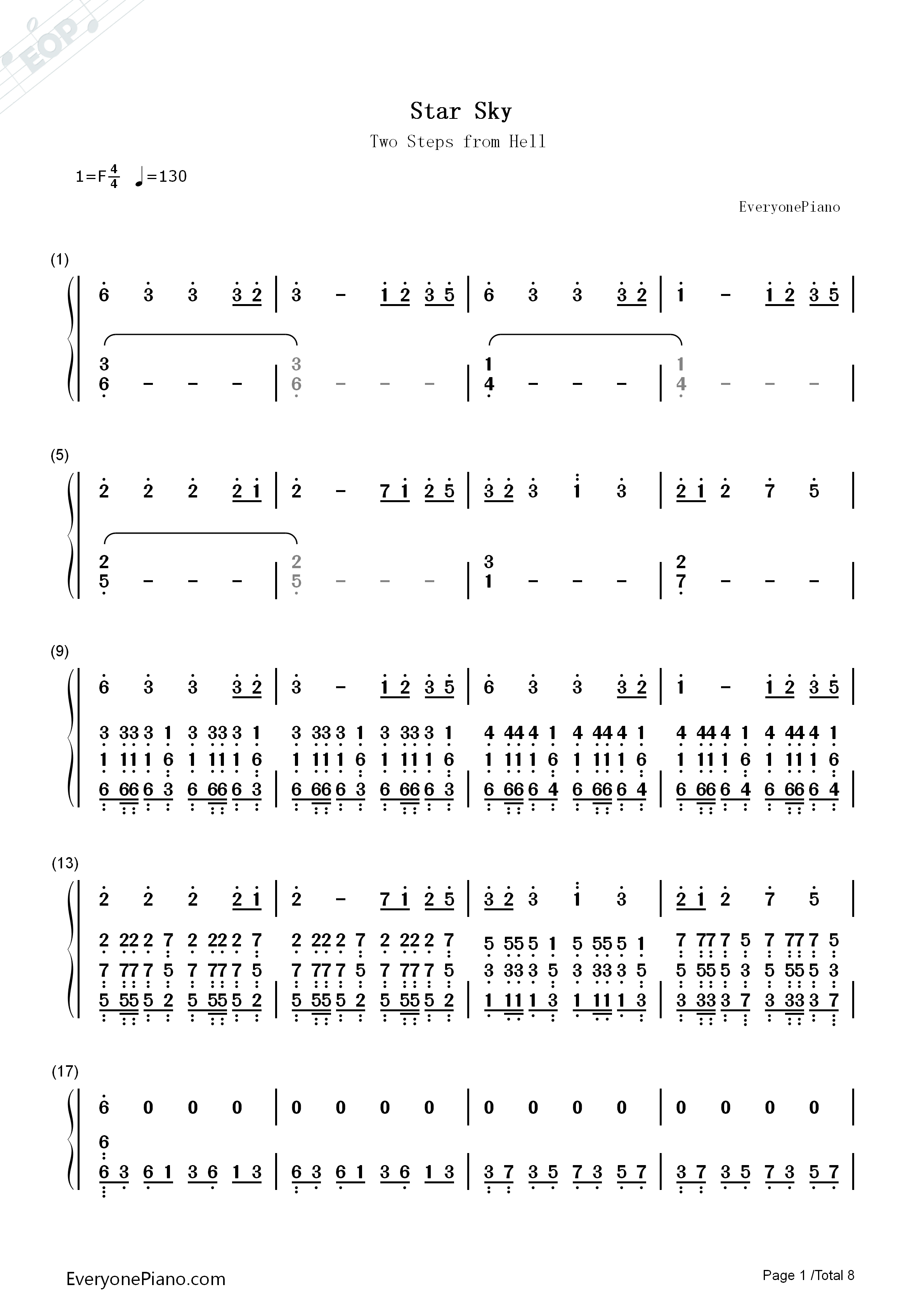 Star_Sky钢琴简谱_Two_Steps_from_Hell演唱