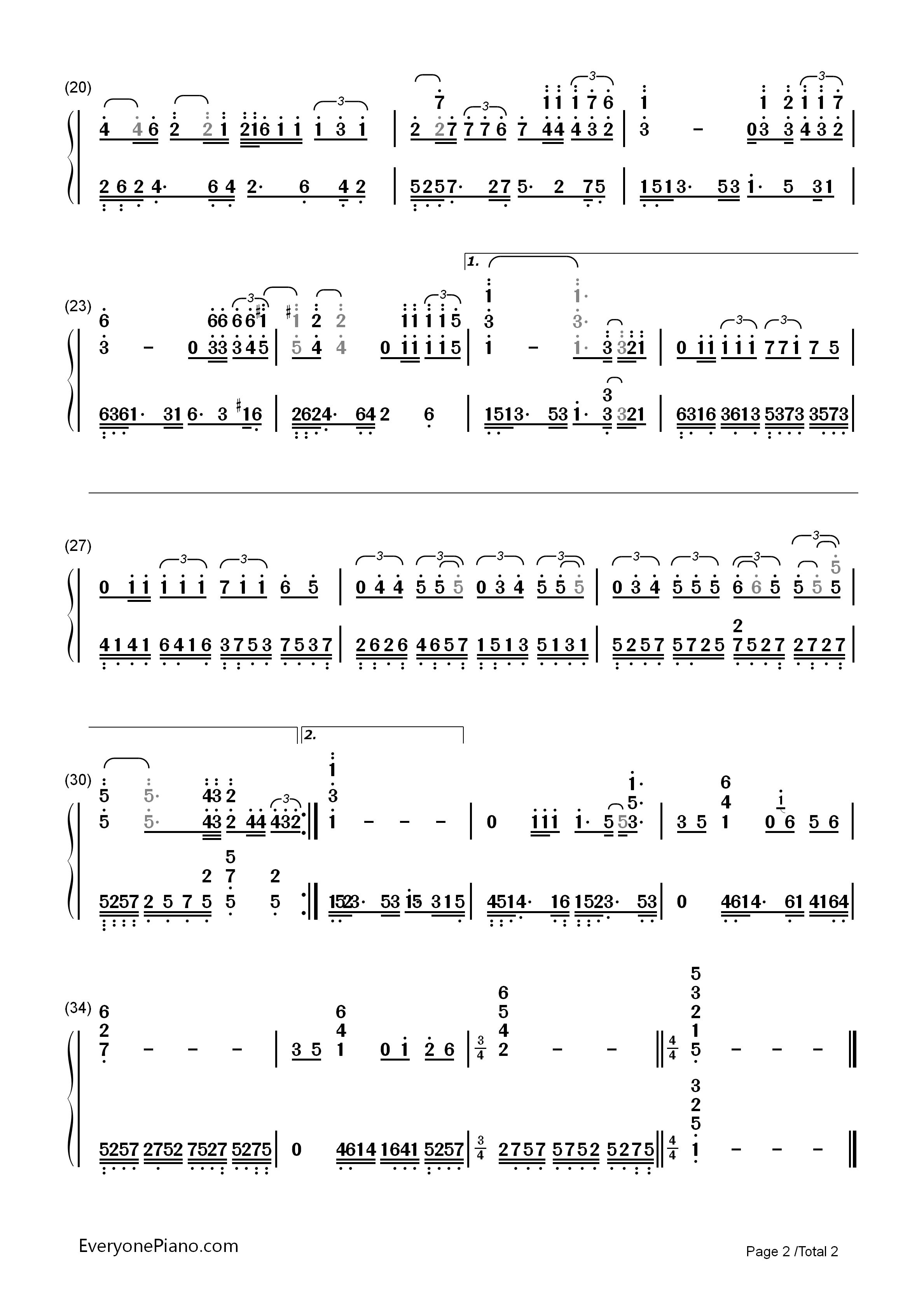 真情真美钢琴简谱_孙楠_许茹芸演唱