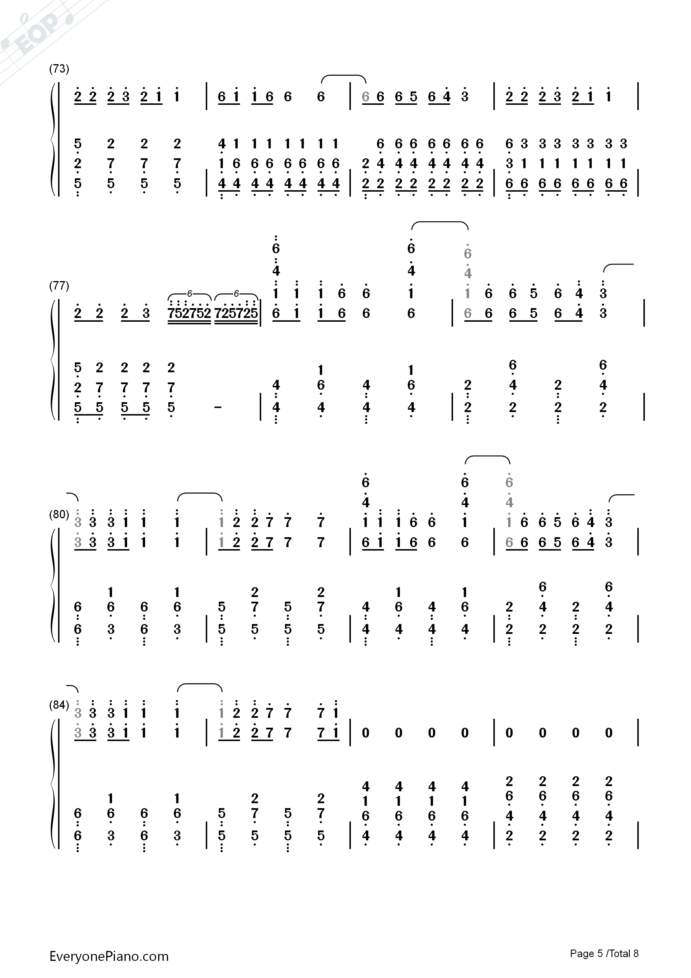 Outside钢琴简谱_Calvin_Harris_&_Ellie_Goulding演唱