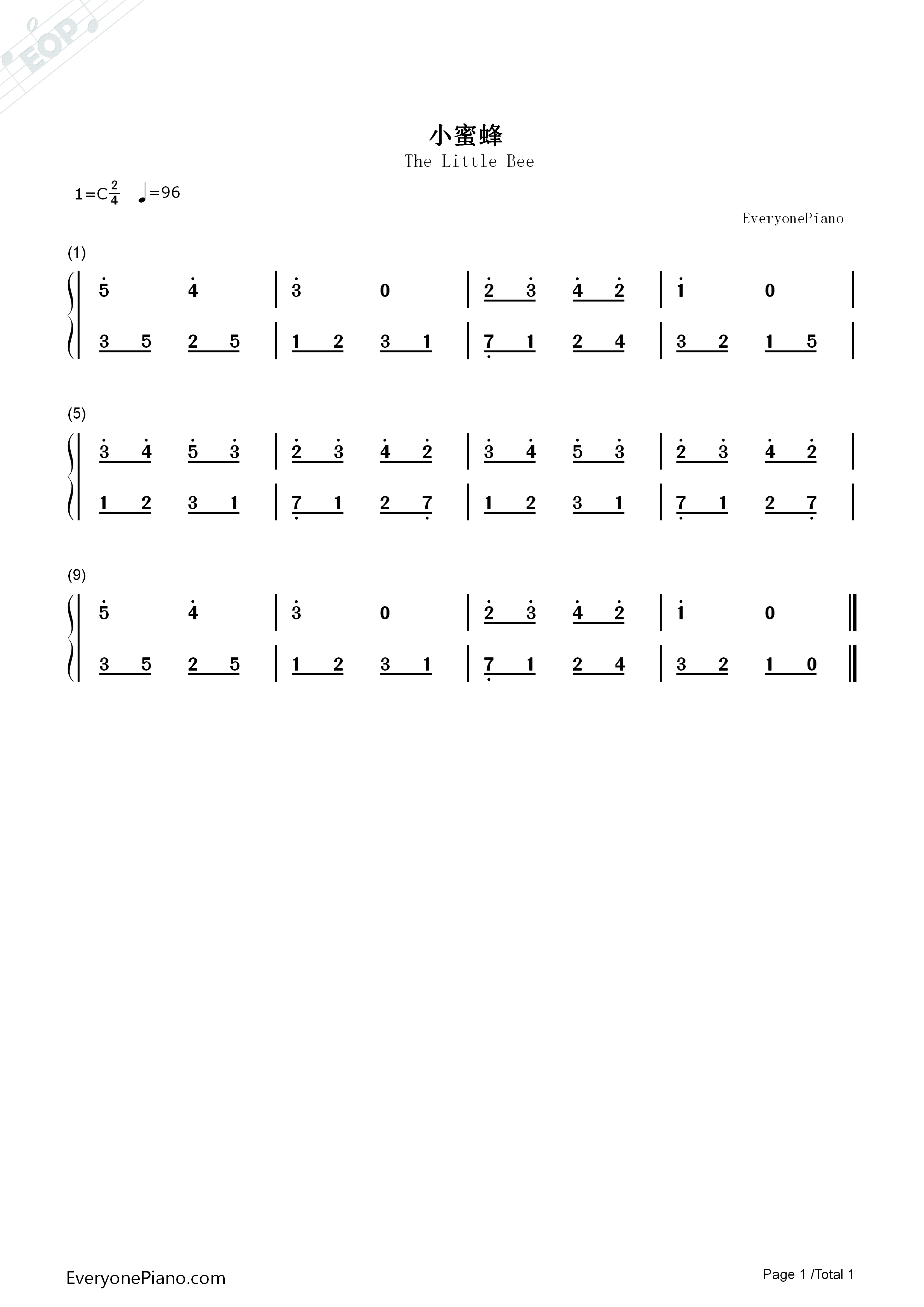 小蜜蜂钢琴简谱_小蓓蕾合唱团演唱