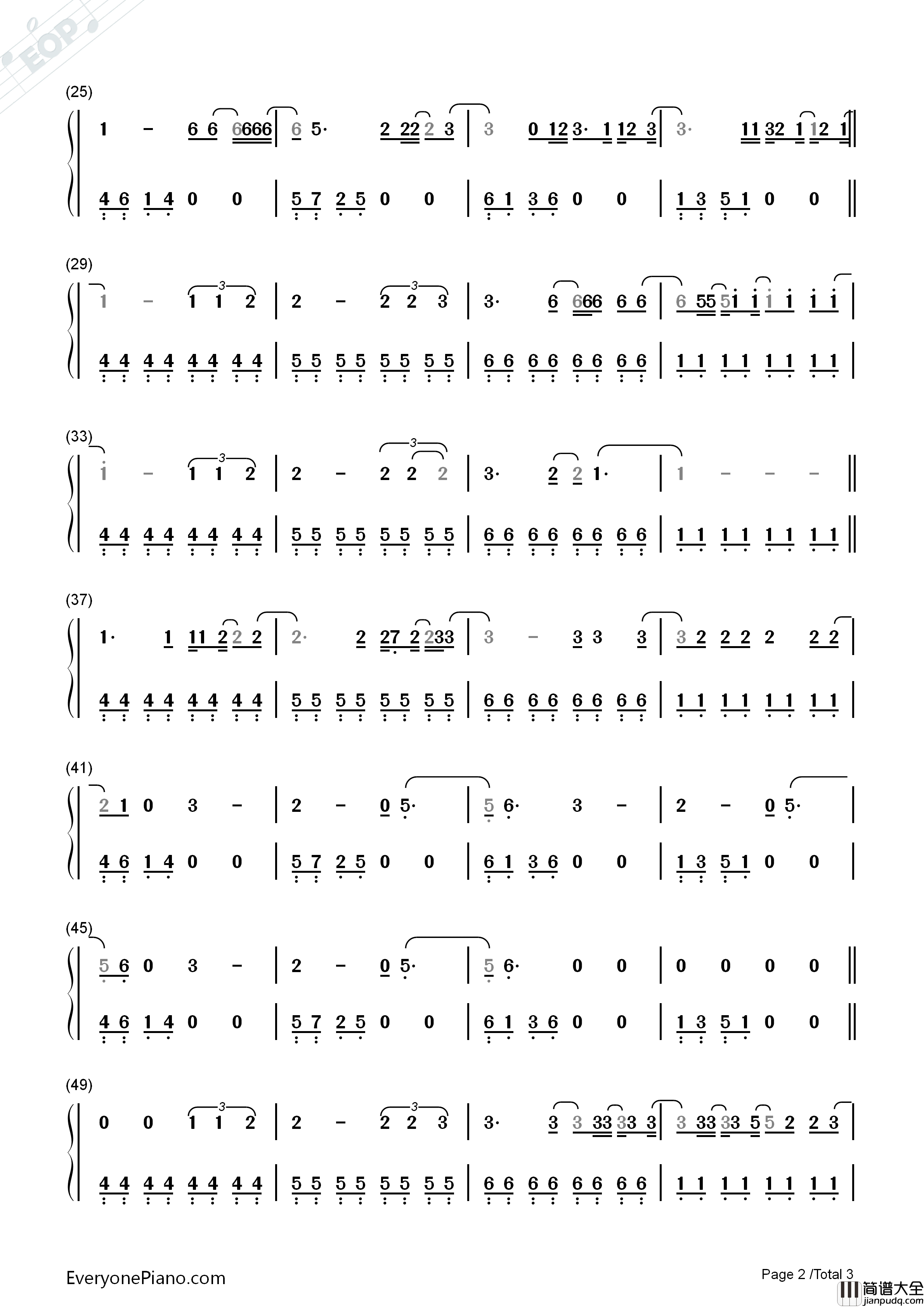 Love_Exists钢琴简谱_Amy_Lee演唱