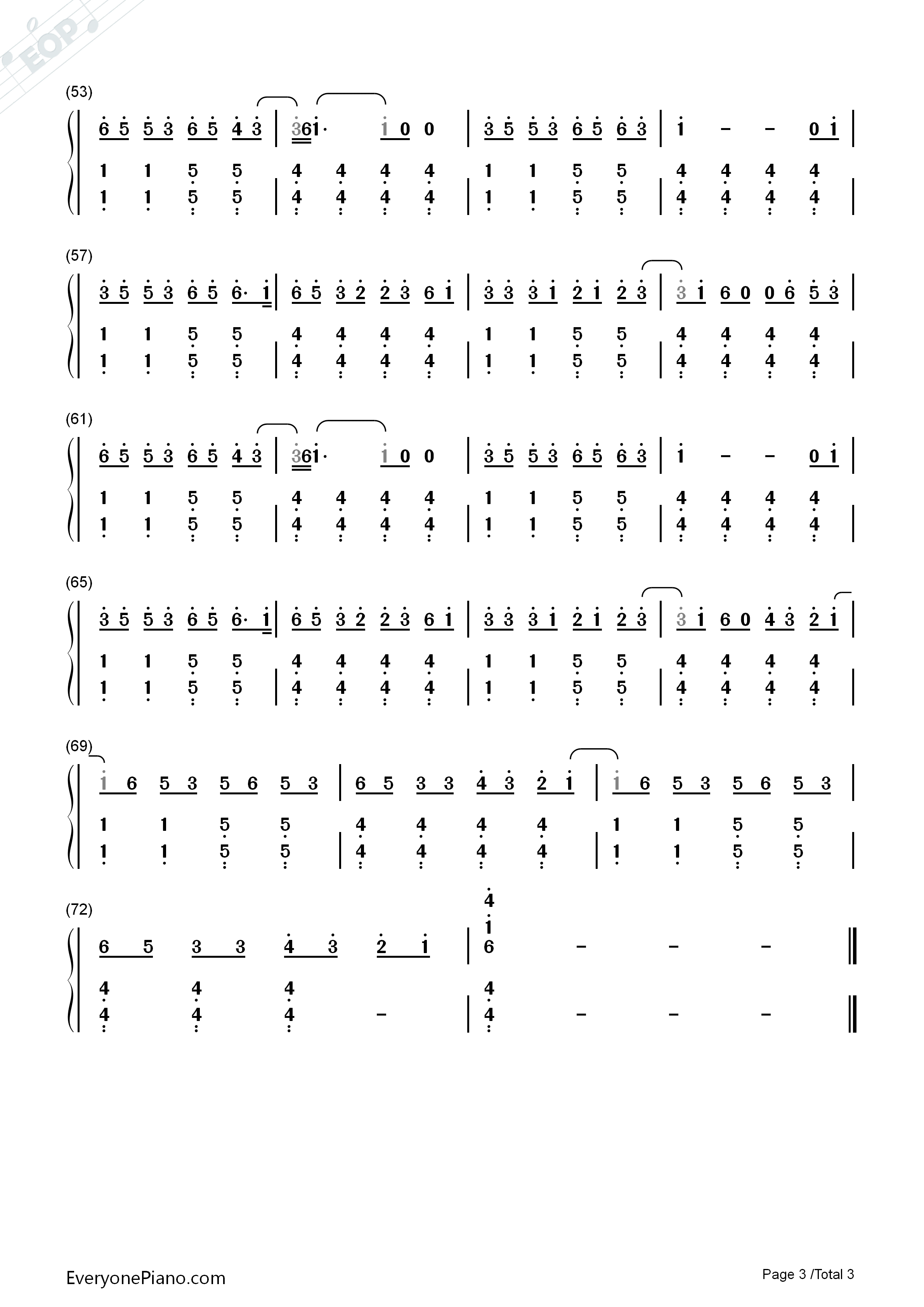 The_Lazy_Song钢琴简谱_Bruno_Mars演唱