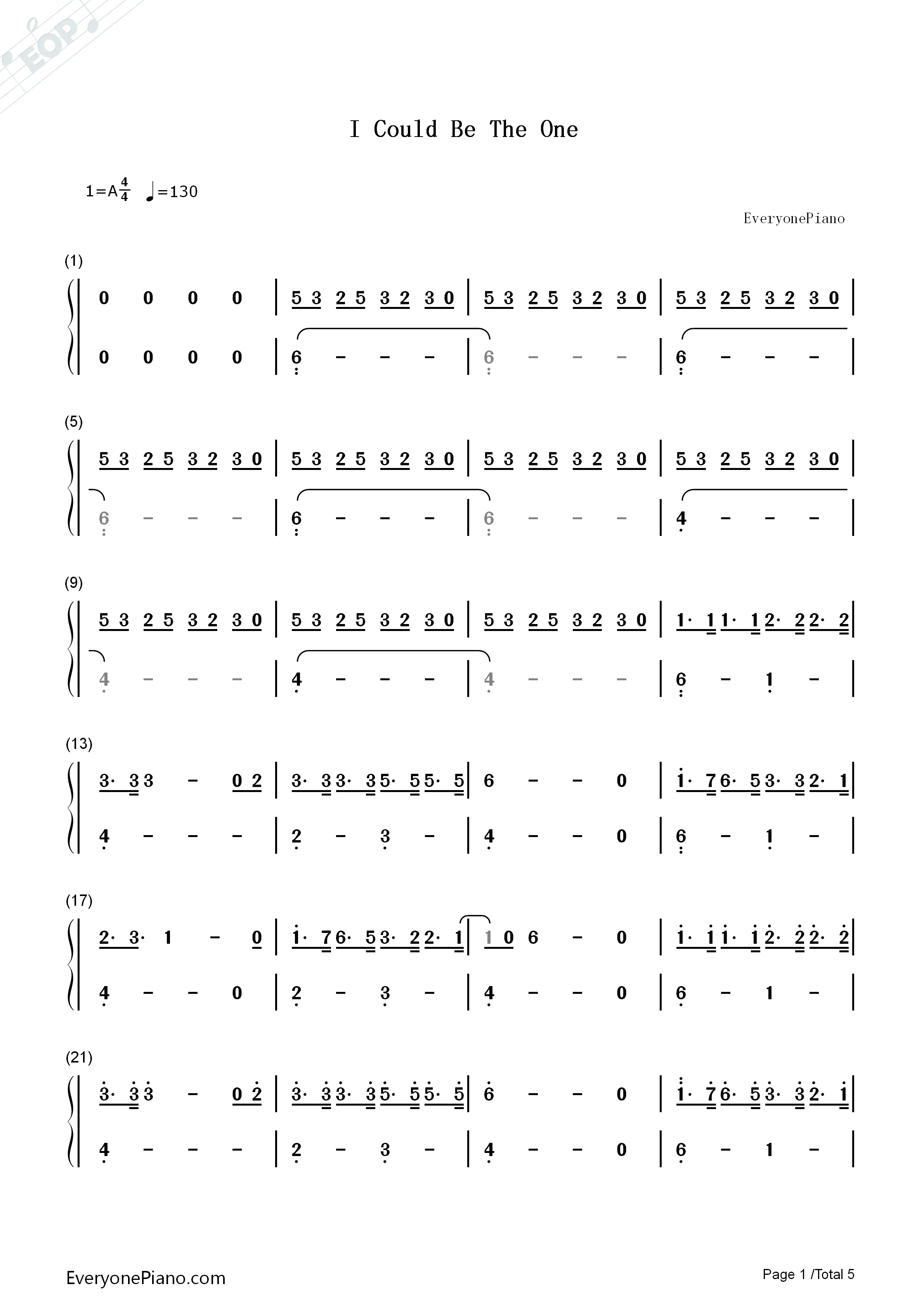 I_Could_Be_the_One钢琴简谱_Avicii演唱