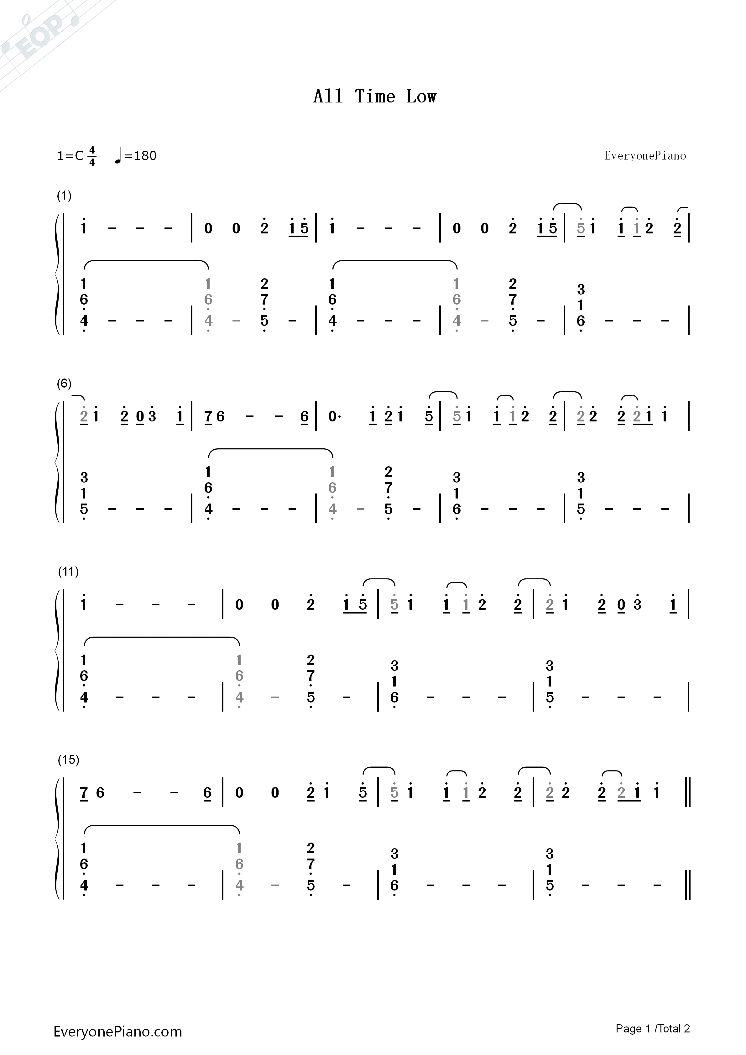 All_Time_Low钢琴简谱_Jon_Bellion演唱