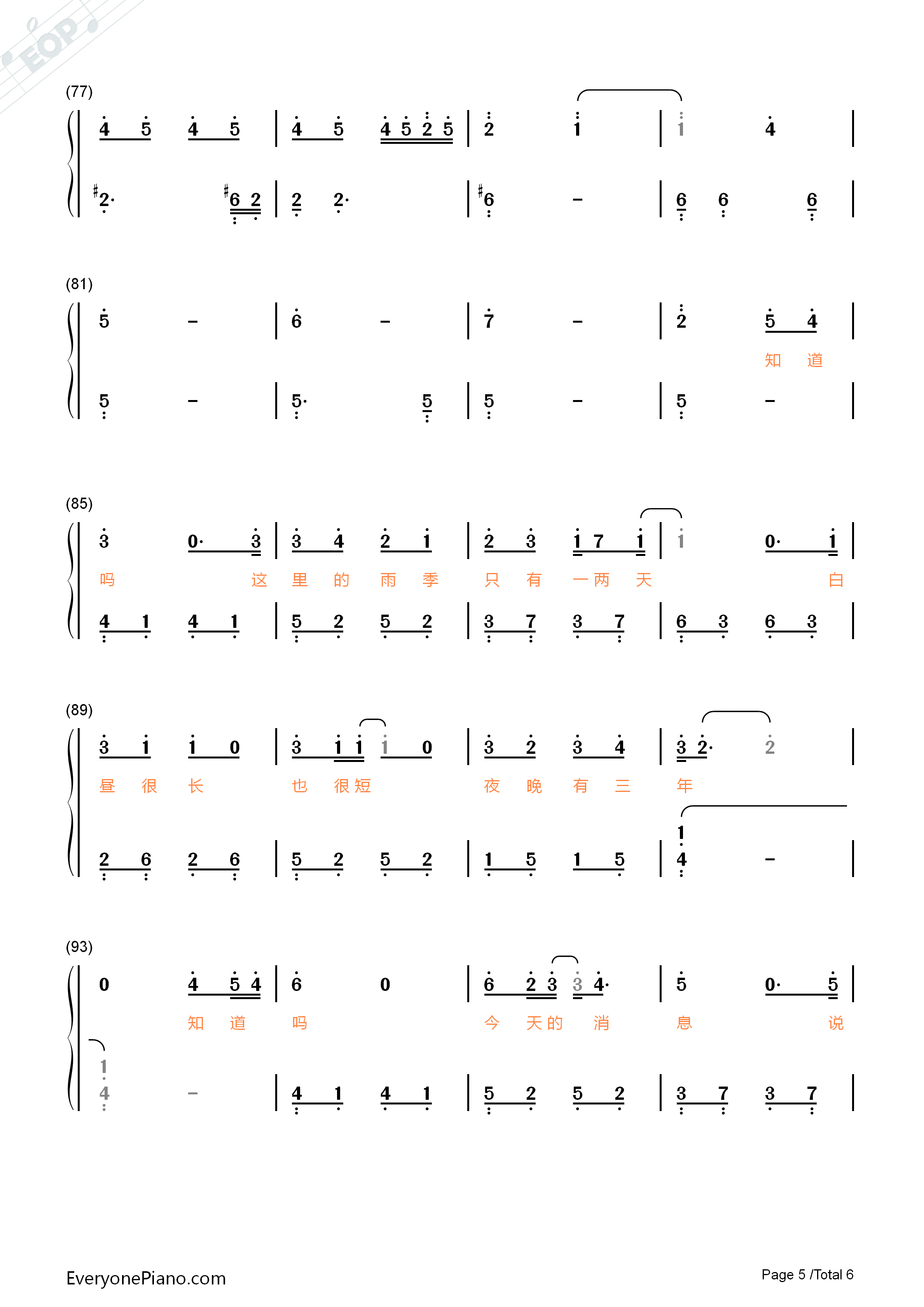 我喜欢上你时的内心活动钢琴简谱_陈绮贞演唱