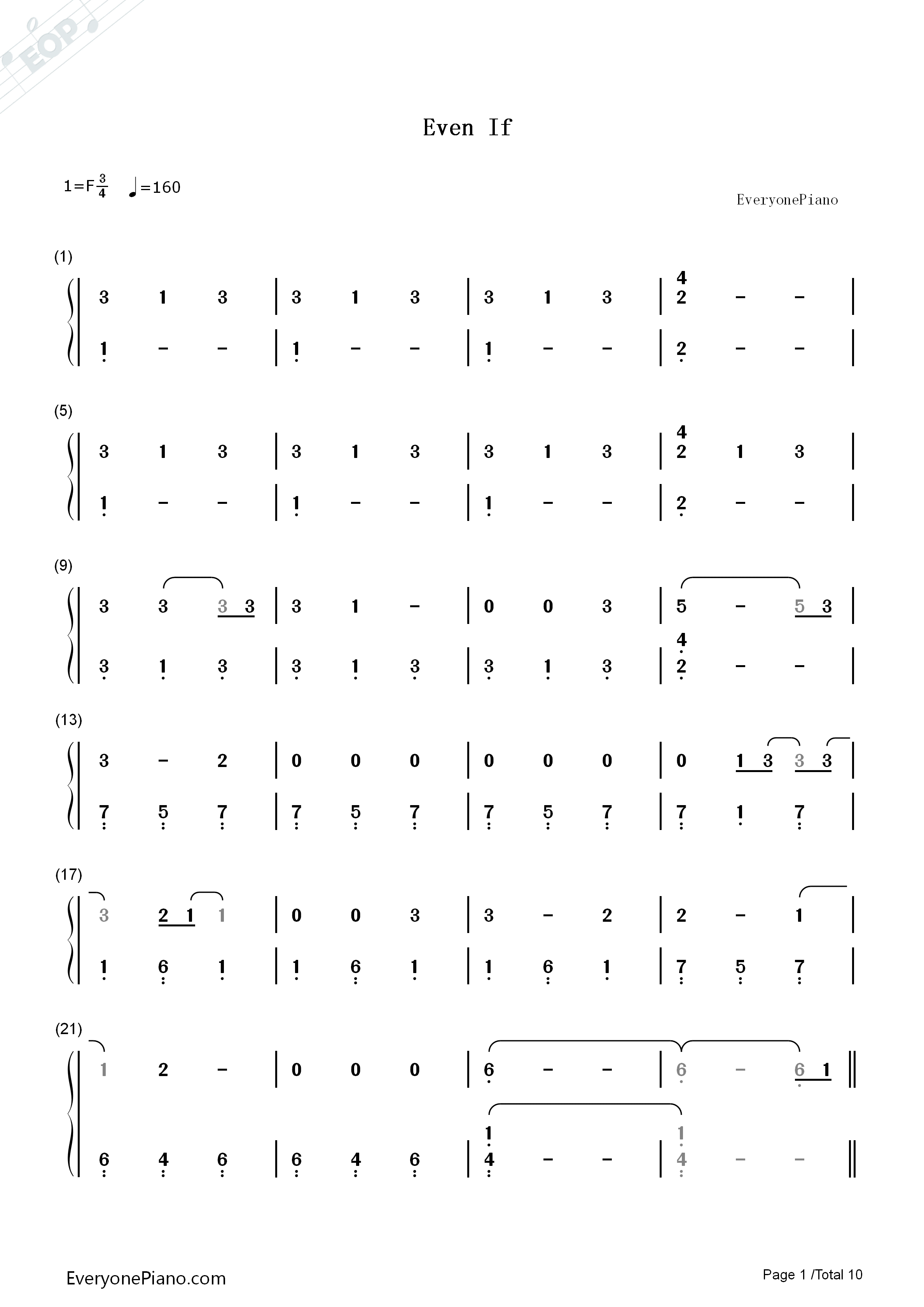 Even_If钢琴简谱_MercyMe演唱