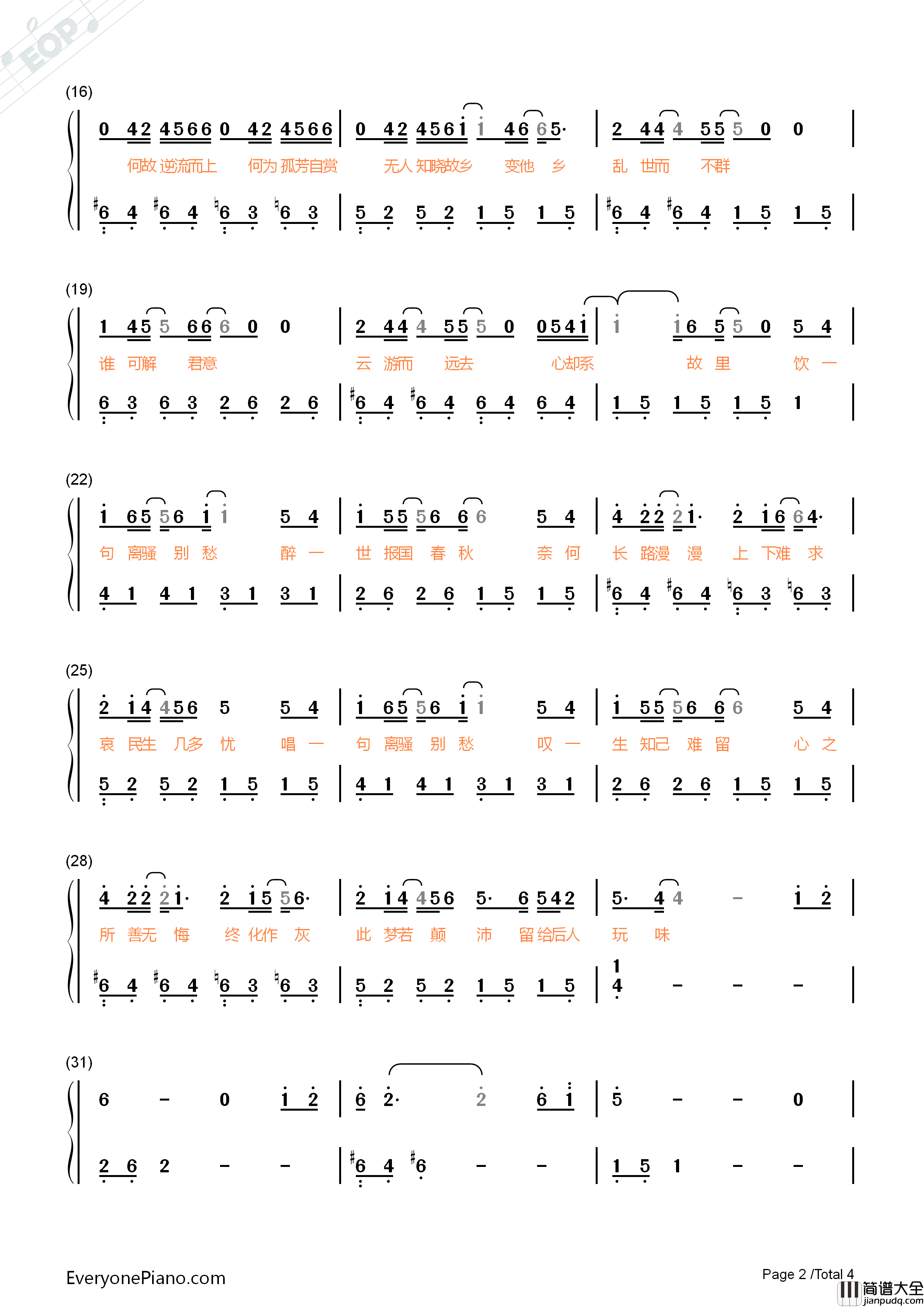 离骚钢琴简谱_易烊千玺演唱