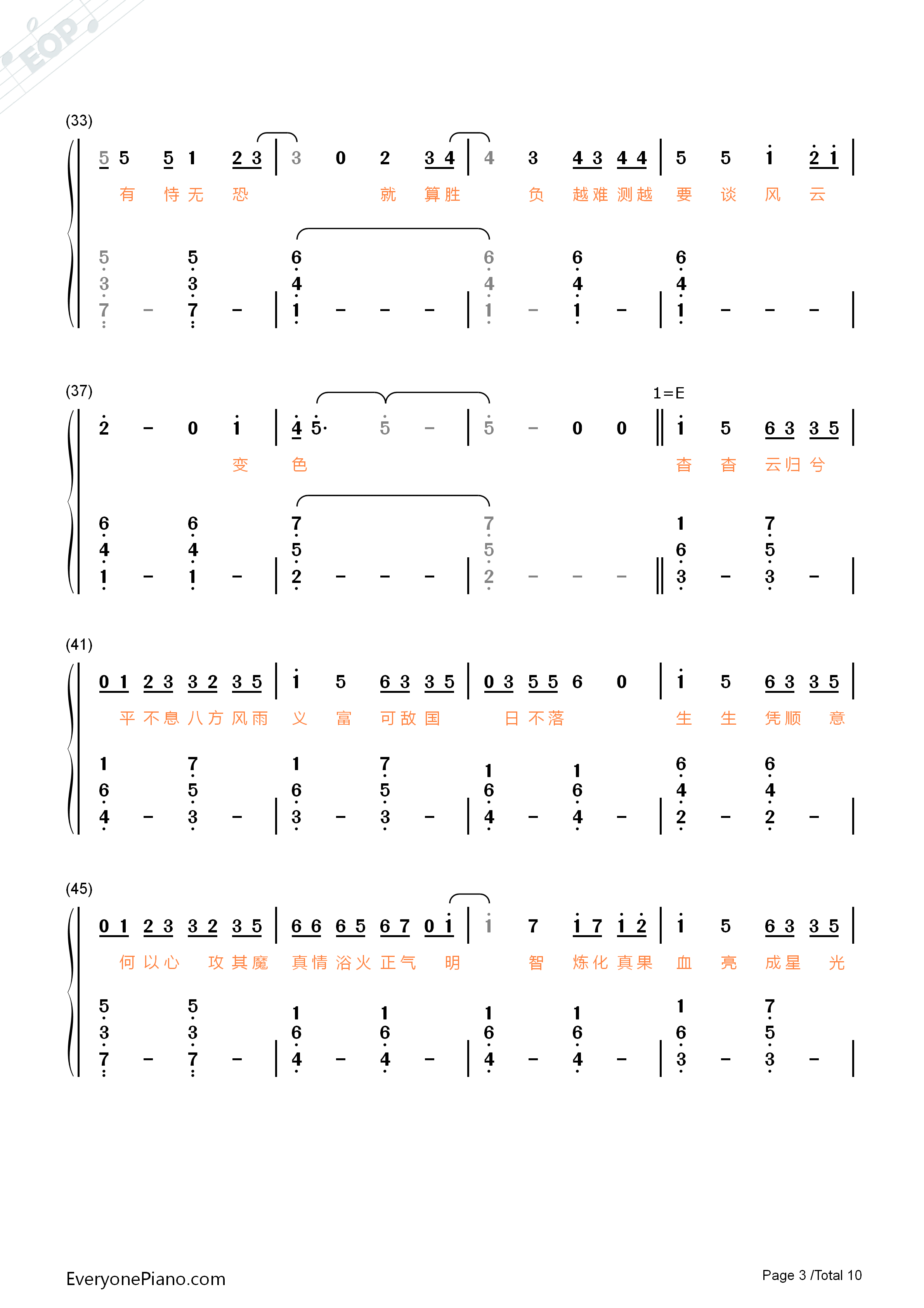 星辰钢琴简谱_张杰演唱