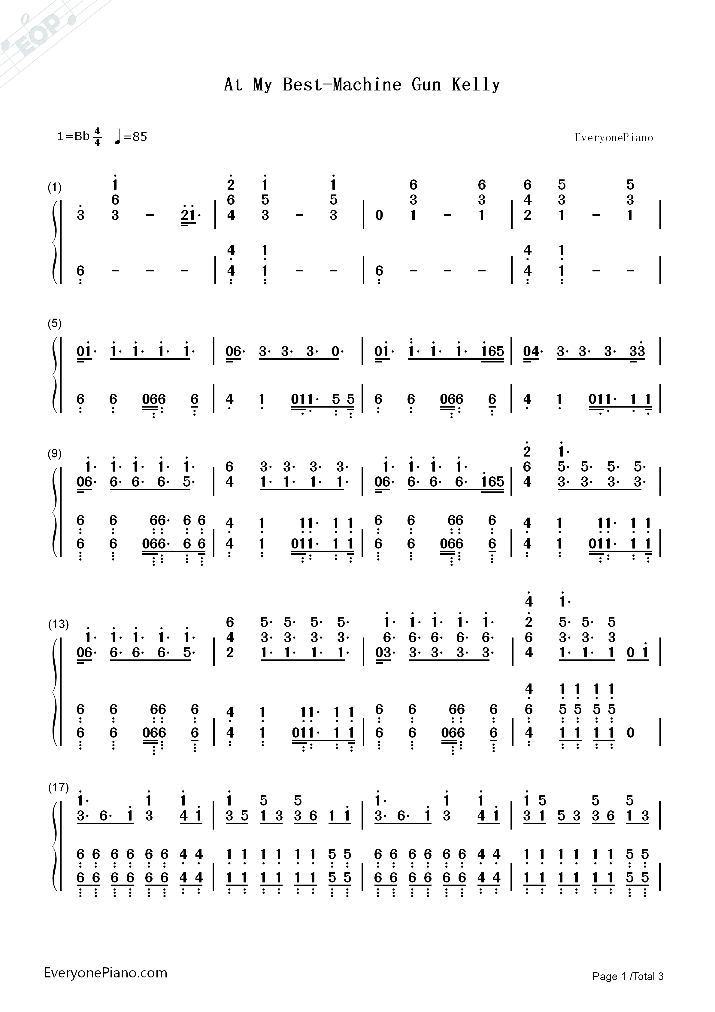 At_My_Best钢琴简谱_Machine_Gun_Kelly演唱