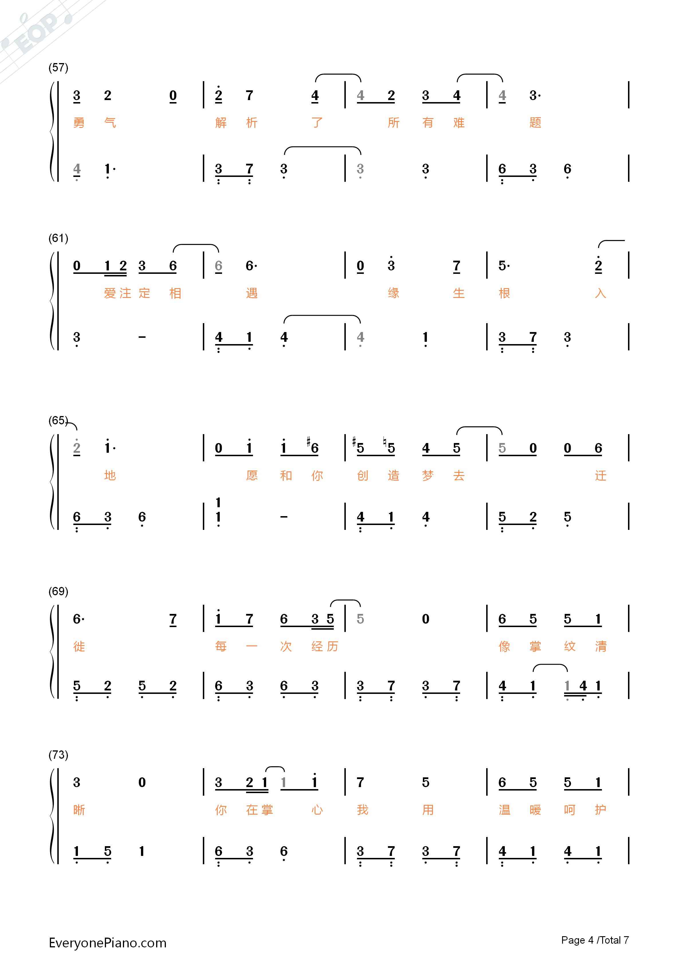 注定钢琴简谱_周笔畅&白举纲演唱