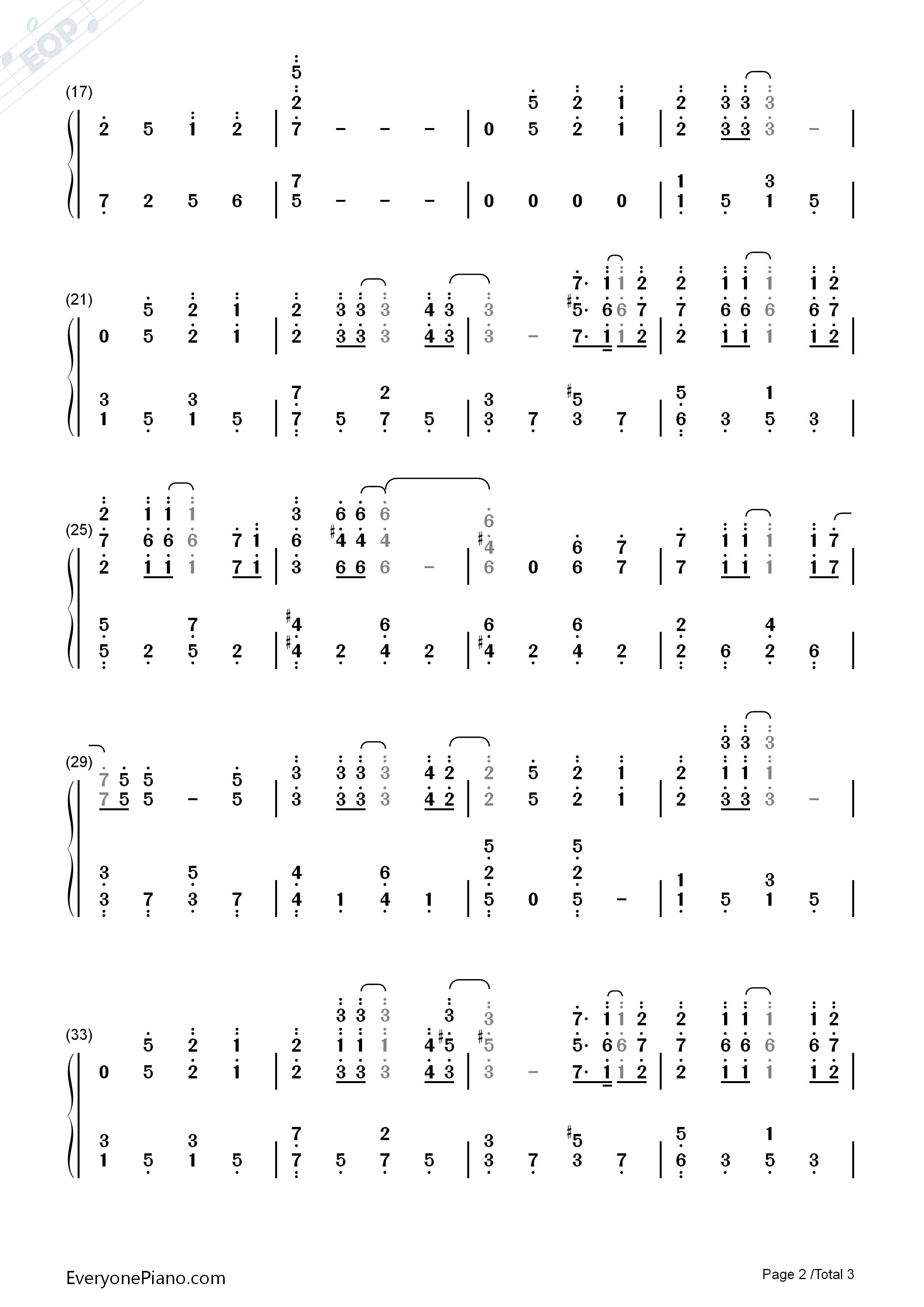 フリージア钢琴简谱_Uru演唱