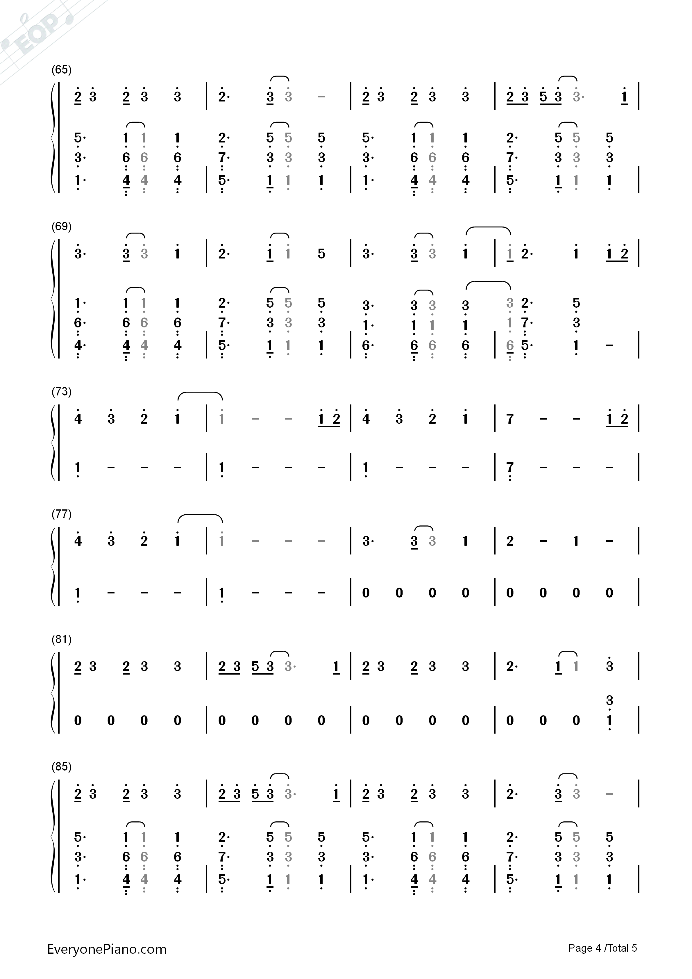 One_Thing钢琴简谱_One_Direction演唱