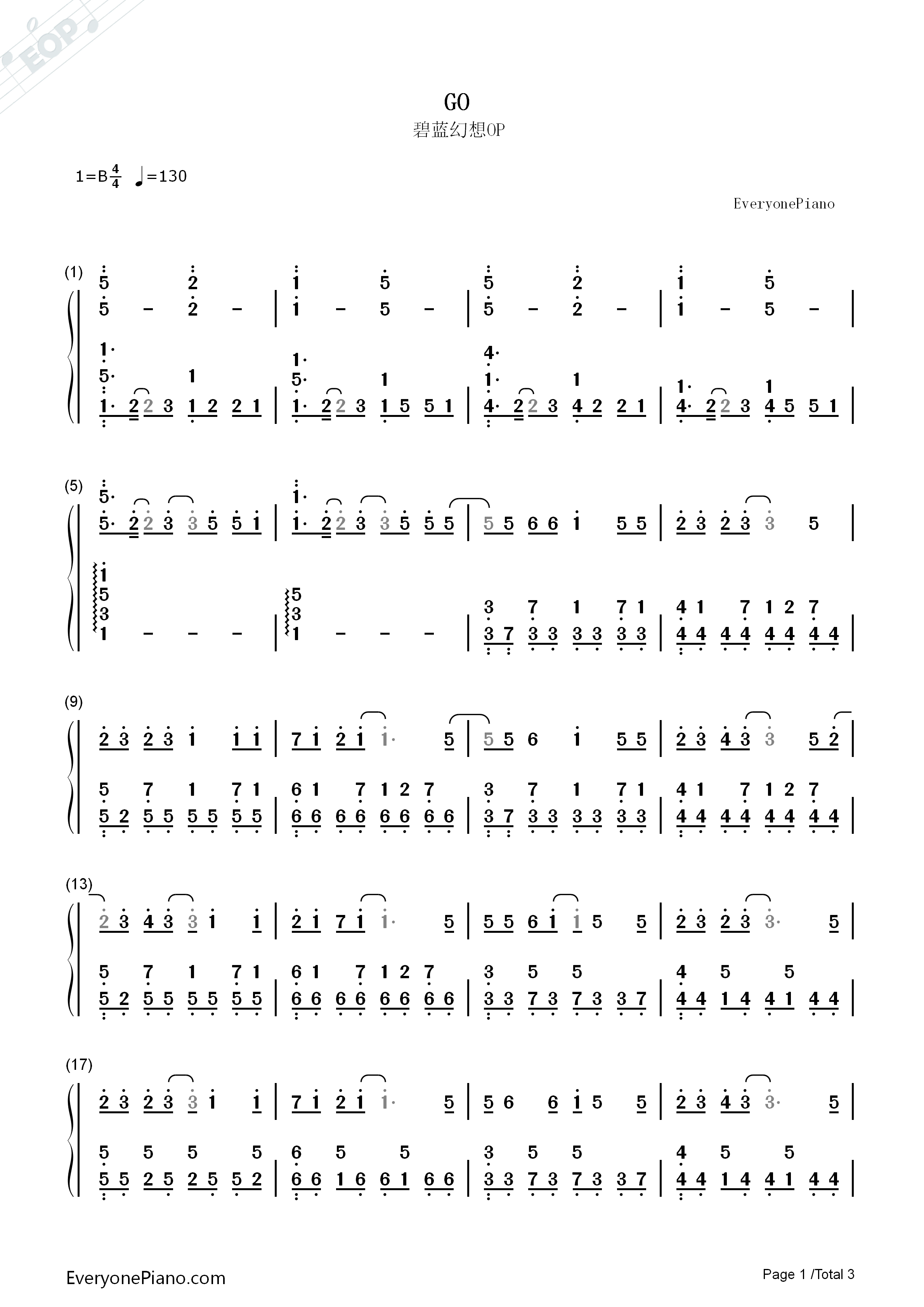 GO钢琴简谱_BUMP_OF_CHICKEN演唱