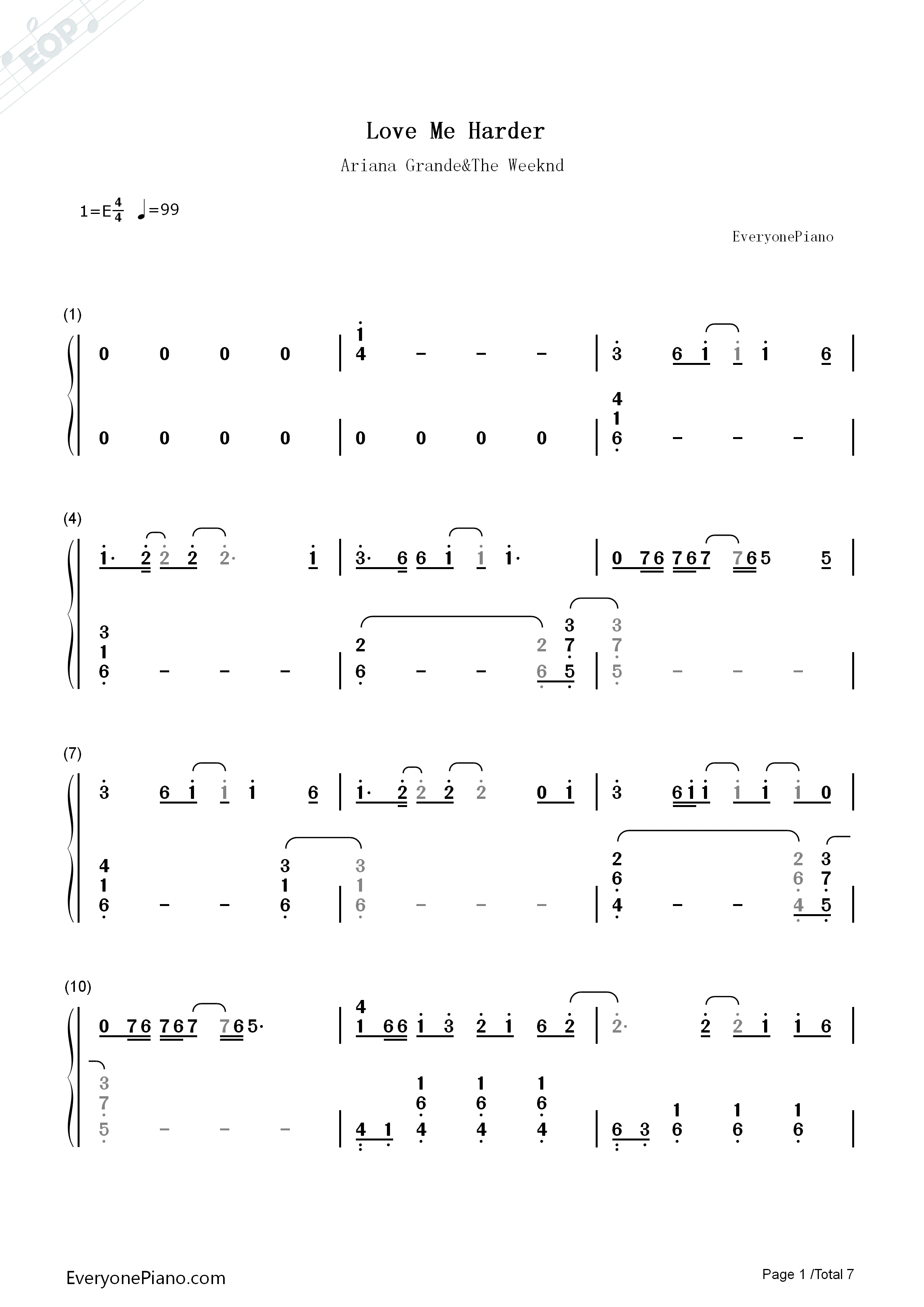 Love_Me_Harder钢琴简谱_Ariana_Grande_The_Weeknd演唱