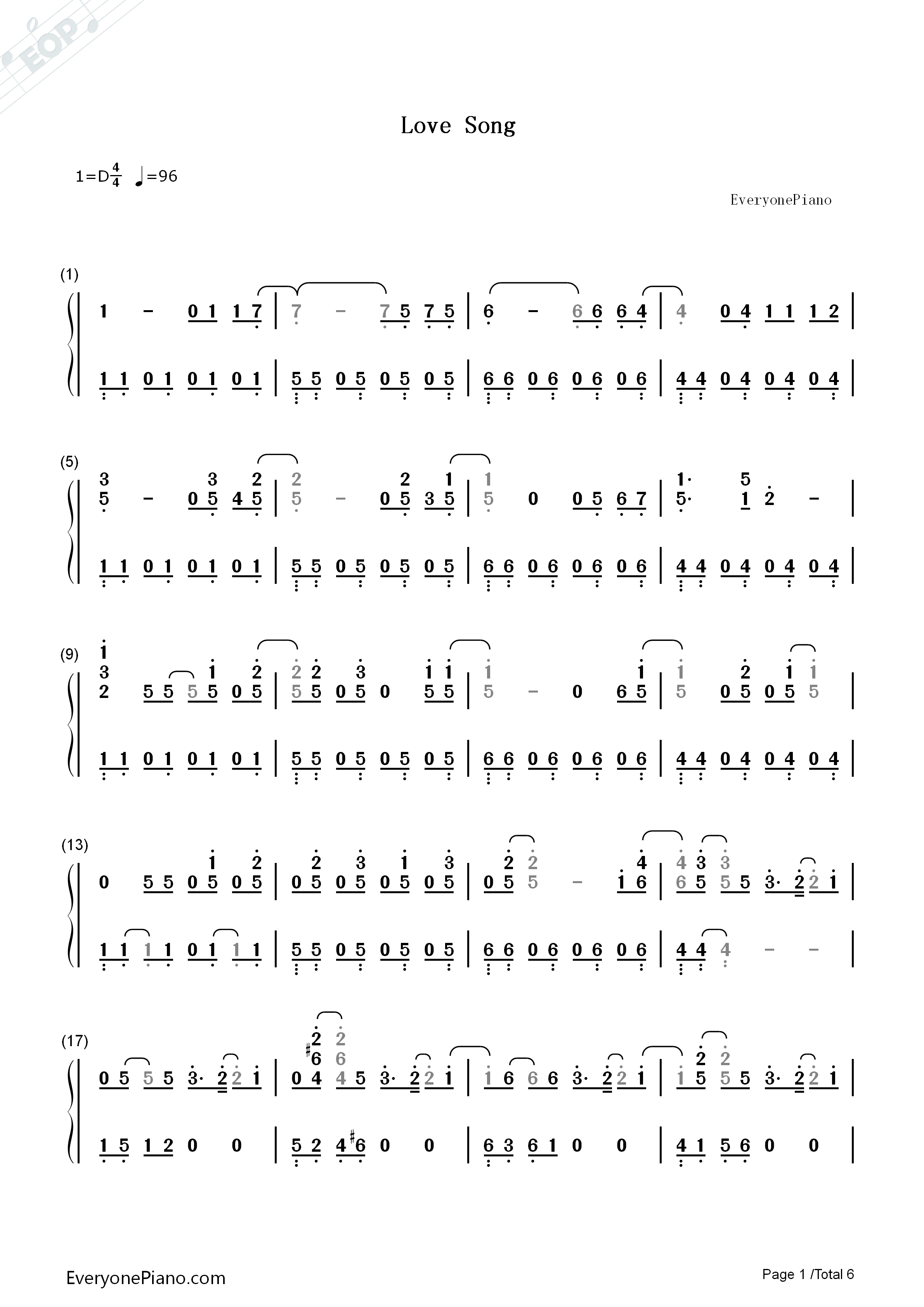 Love_Song_钢琴简谱_BigBang演唱