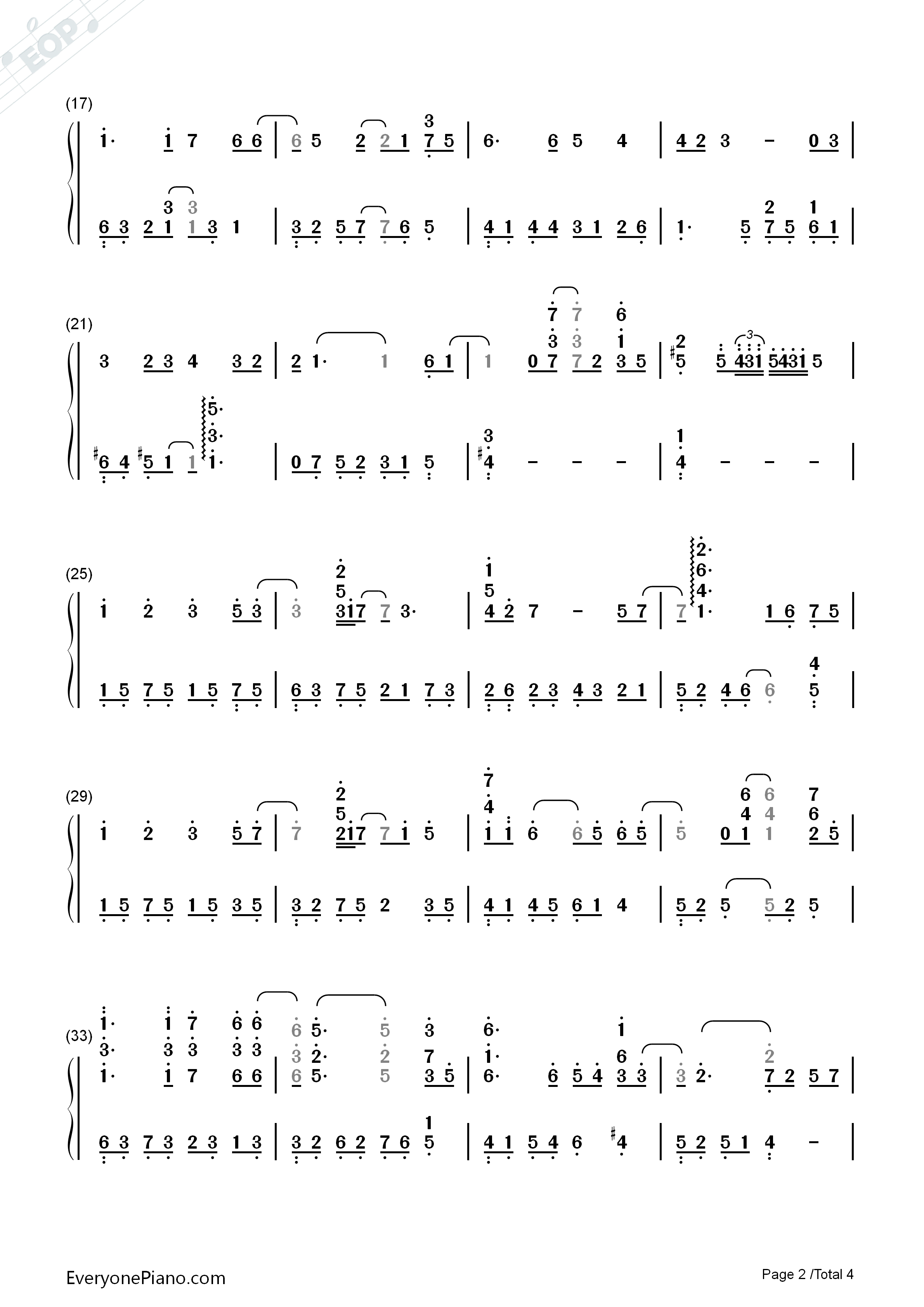 Eyes_On_Me钢琴简谱_王菲演唱