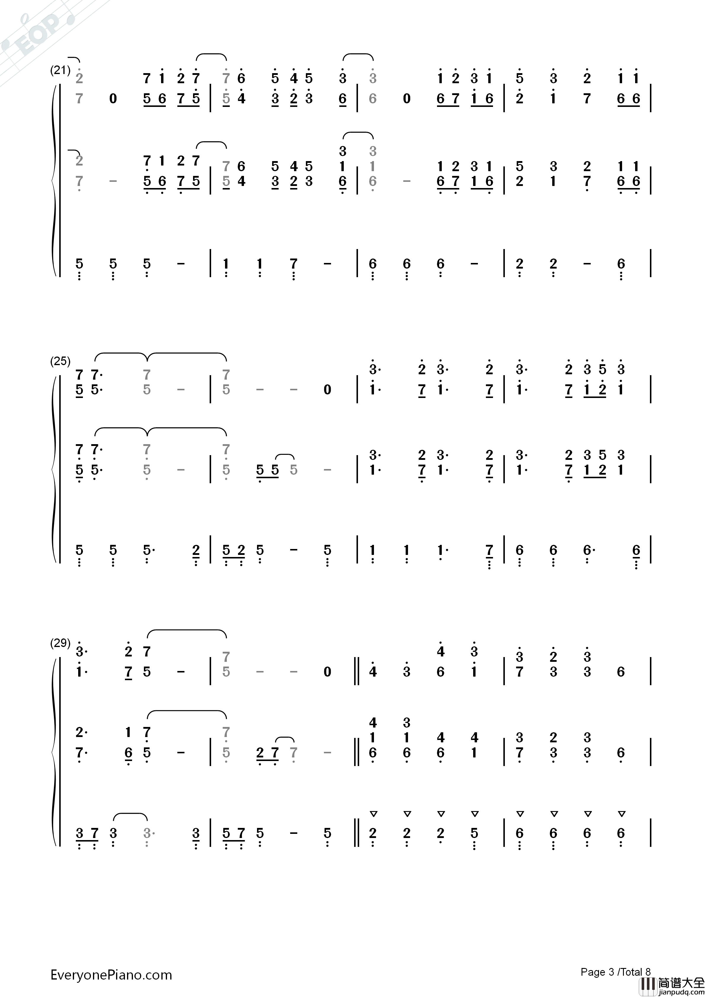 Lucky钢琴简谱_Jason_Mraz_&_Colbie_Caillat演唱