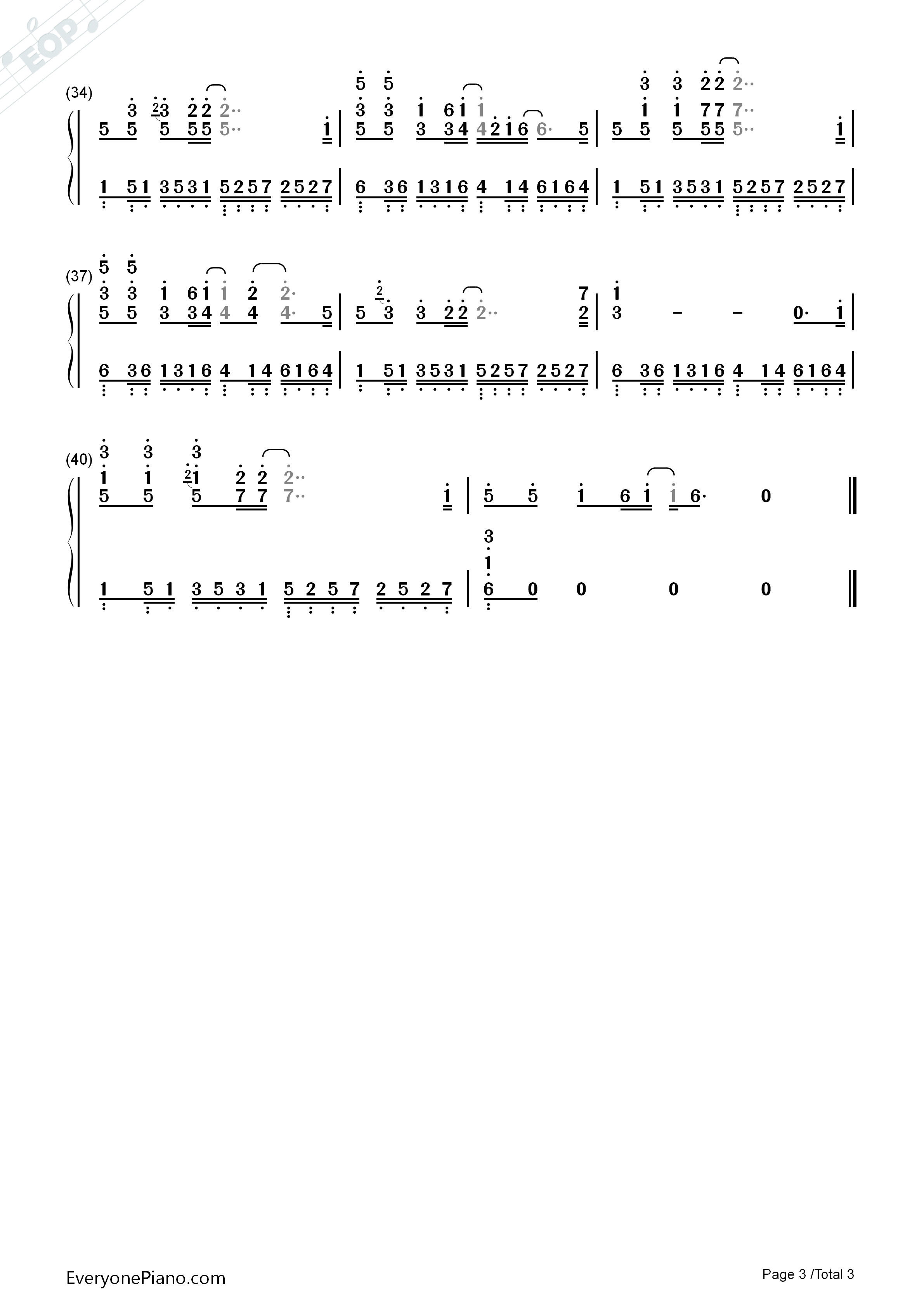 空城钢琴简谱_金志文演唱