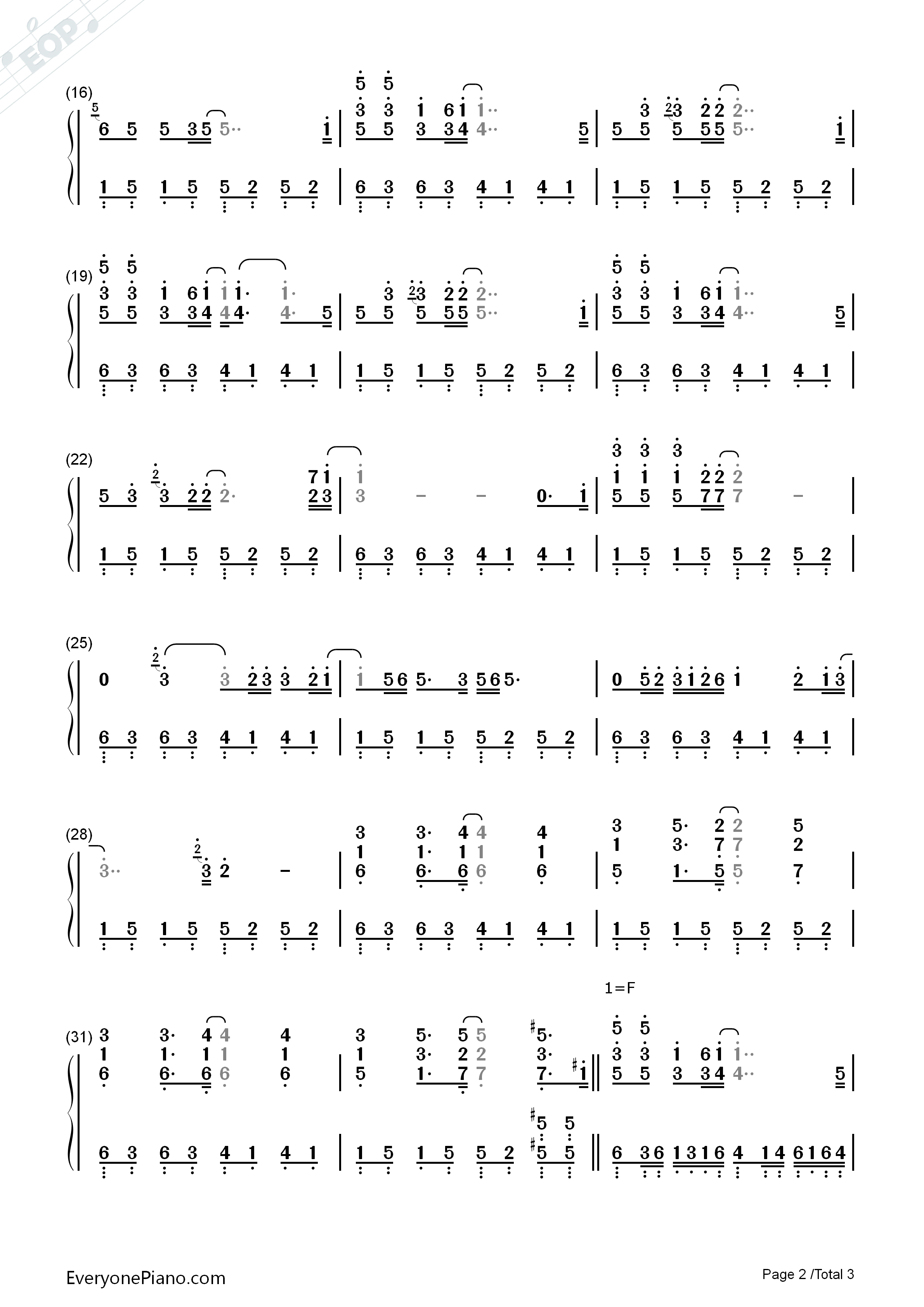 空城钢琴简谱_金志文演唱