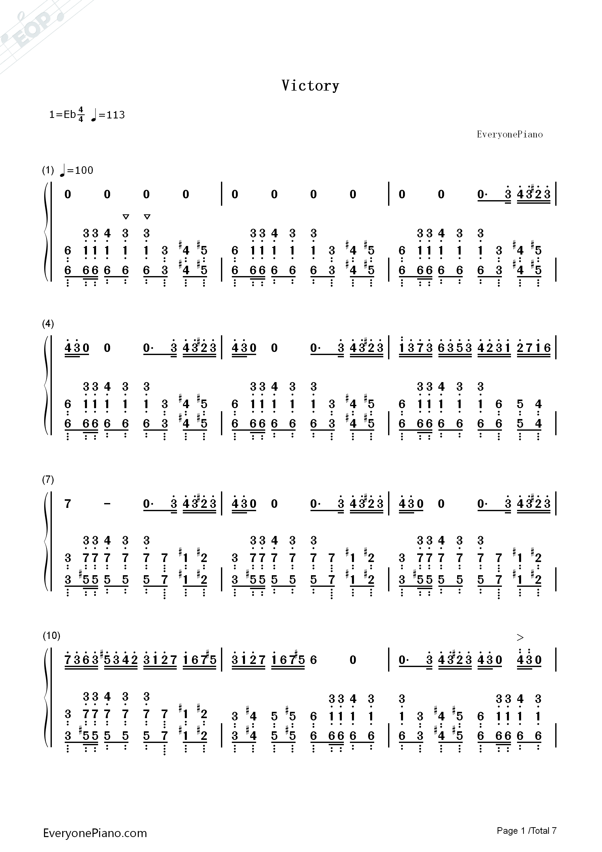 Victory钢琴简谱_马克西姆演唱