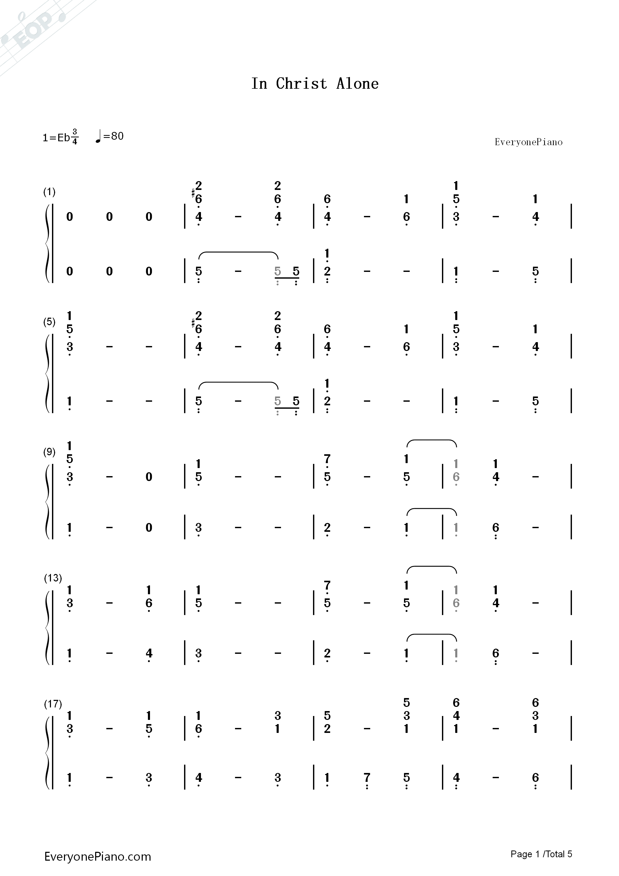 In_Christ_Alone钢琴简谱_Owl_City演唱