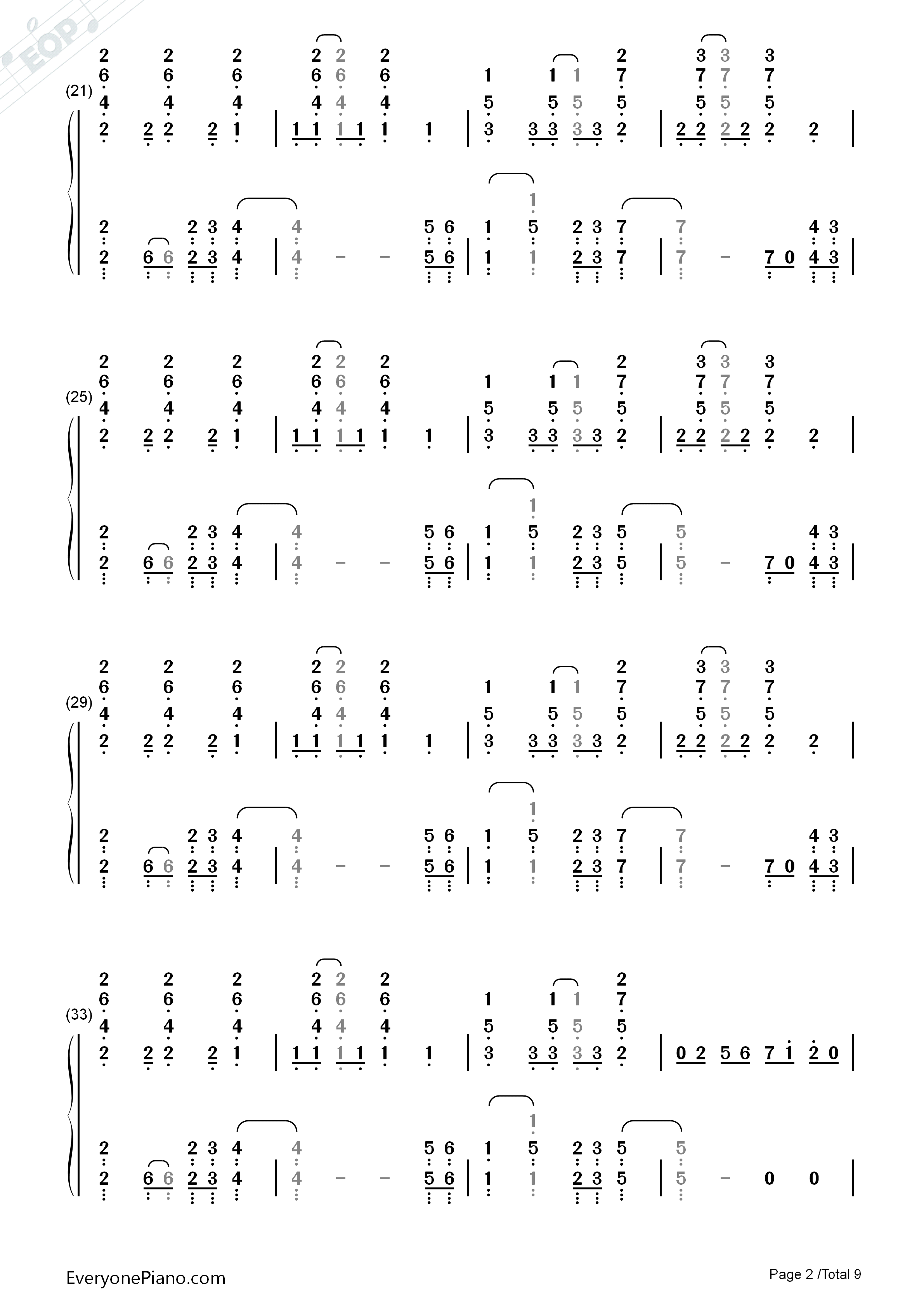 Paradise钢琴简谱_Coldplay演唱