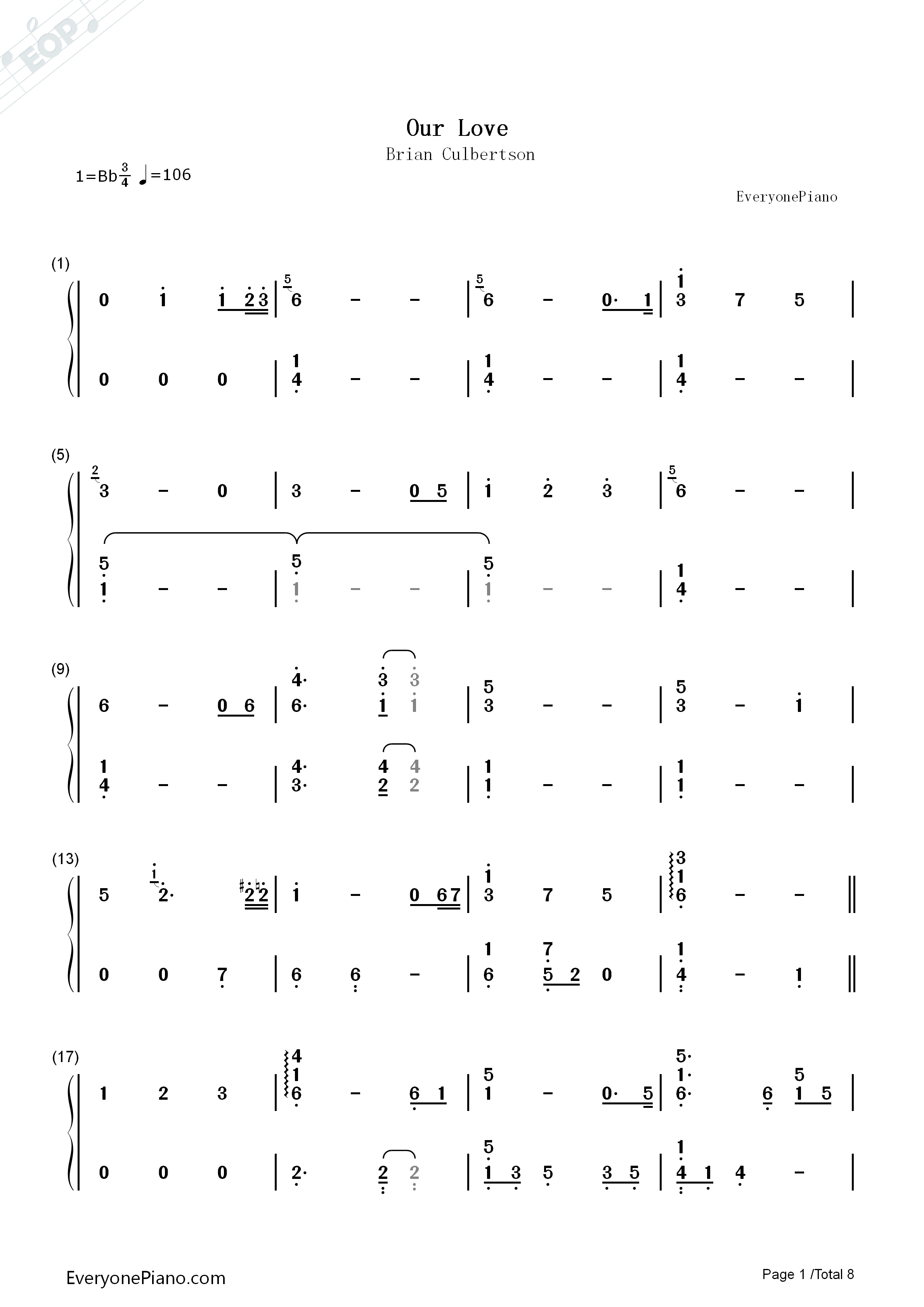 Our_Love钢琴简谱_Brian_Culbertson演唱