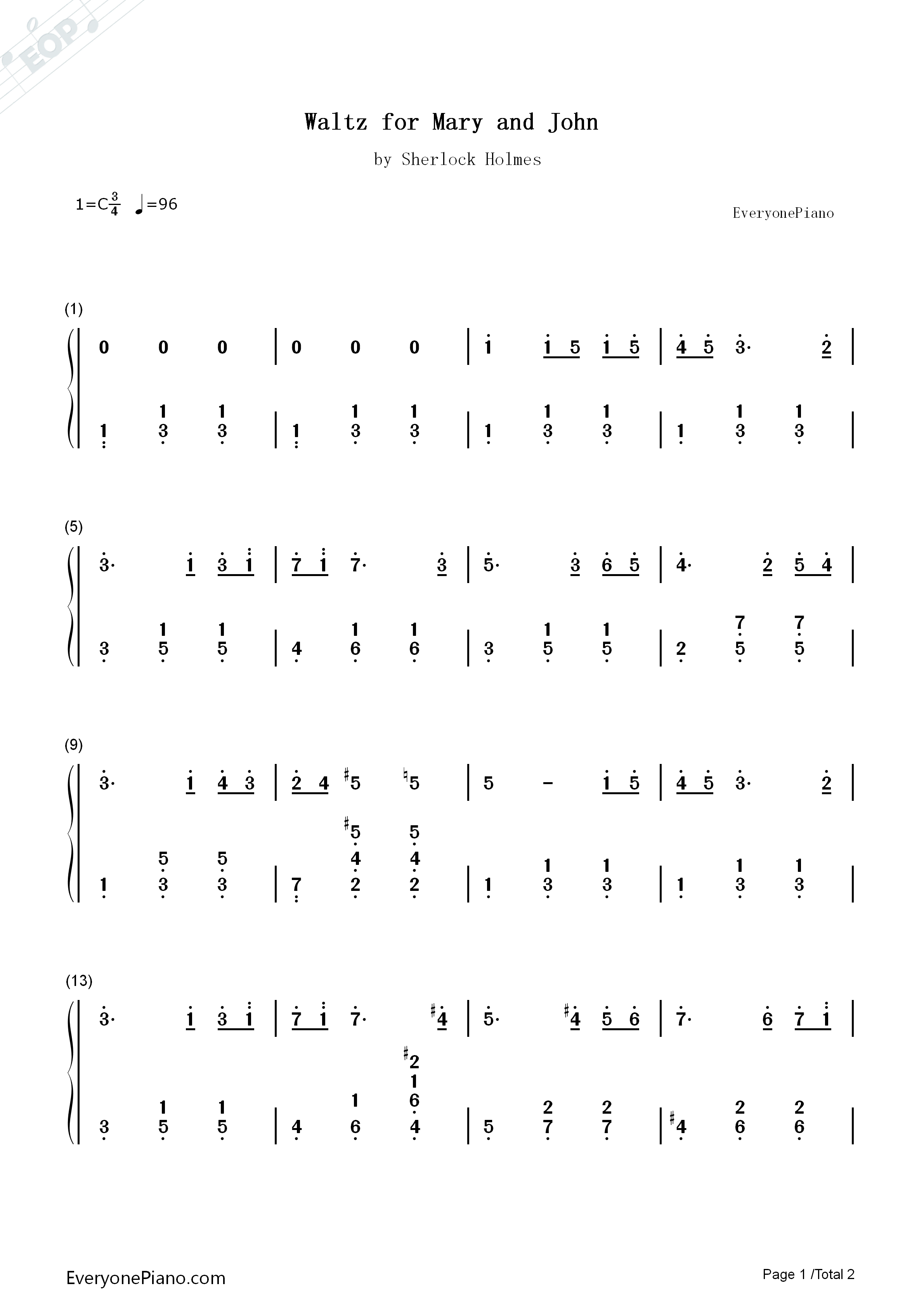 Waltz_for_John_and_Mary钢琴简谱_David_Arnold_and_Michael_Price演唱