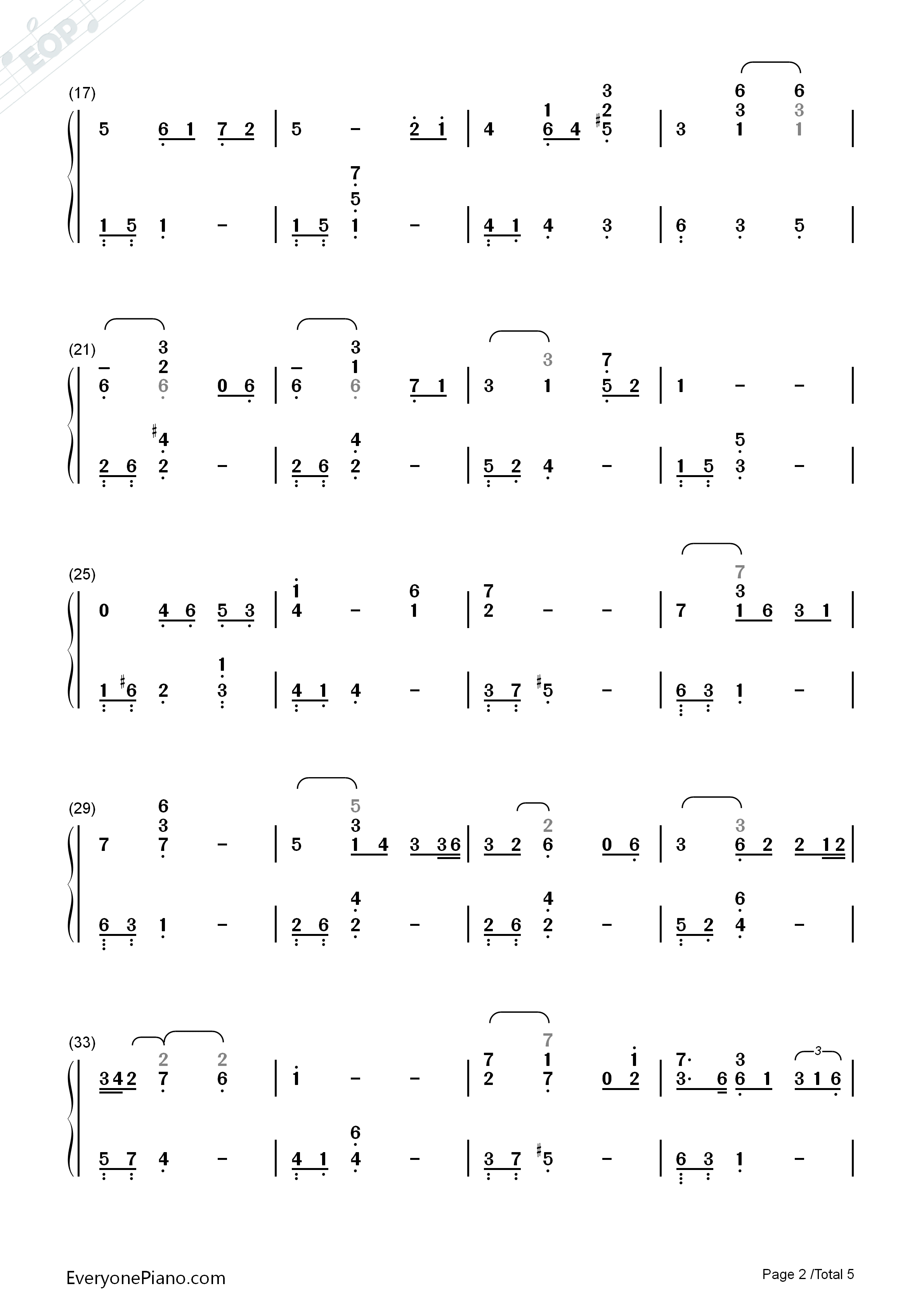 Amar_Pelos_Dois钢琴简谱_Salvador_Sobral演唱