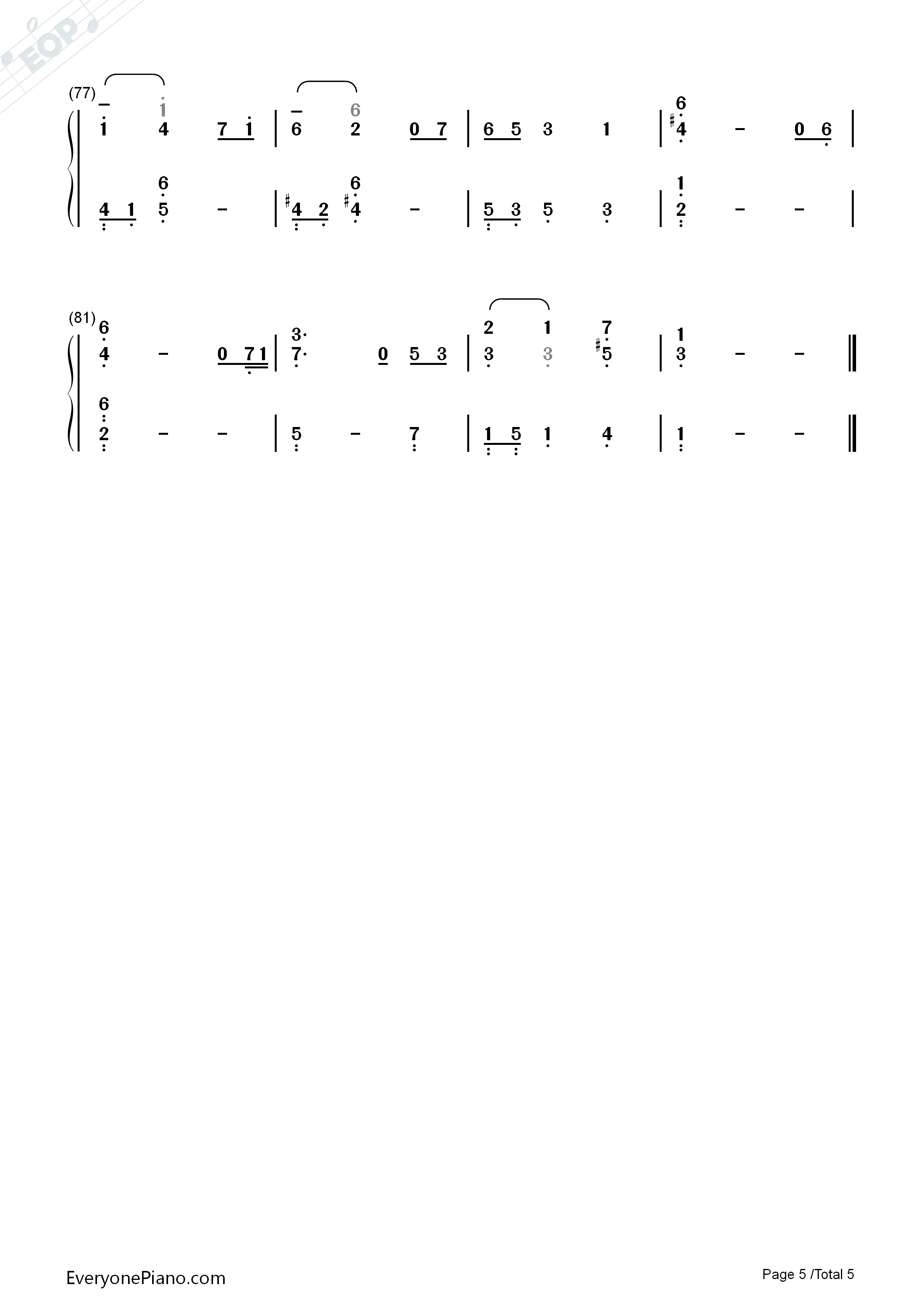 Amar_Pelos_Dois钢琴简谱_Salvador_Sobral演唱