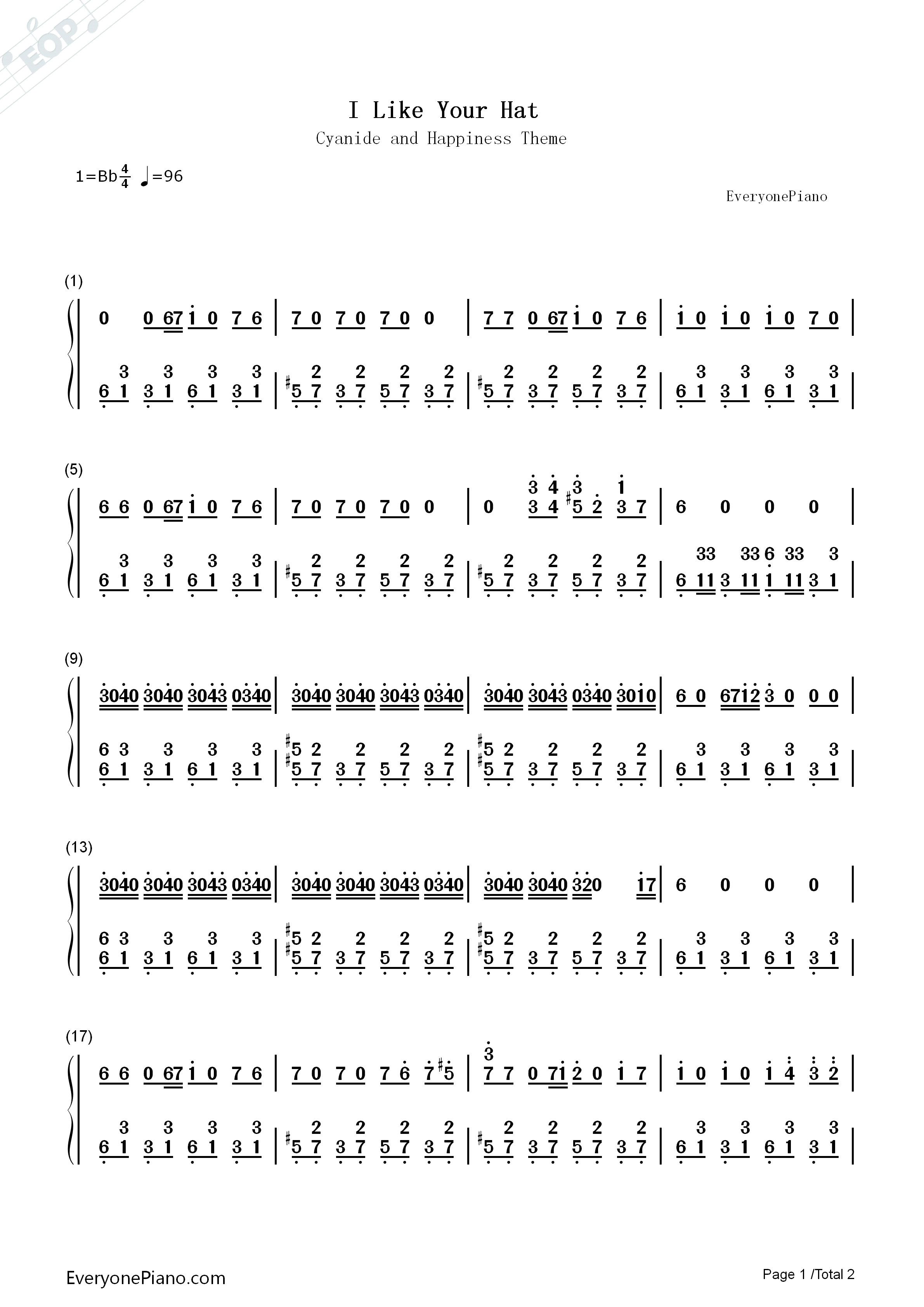 I_Like_Your_Hat钢琴简谱_Dan_Paladin演唱
