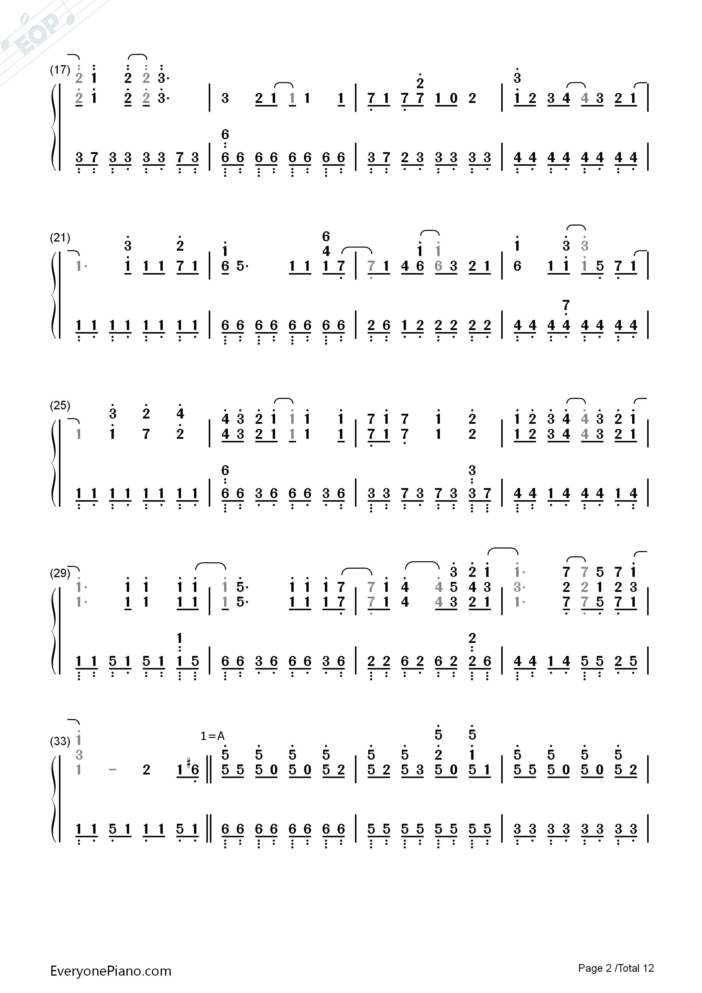 終わりの世界から钢琴简谱_麻枝准__やなぎなぎ演唱