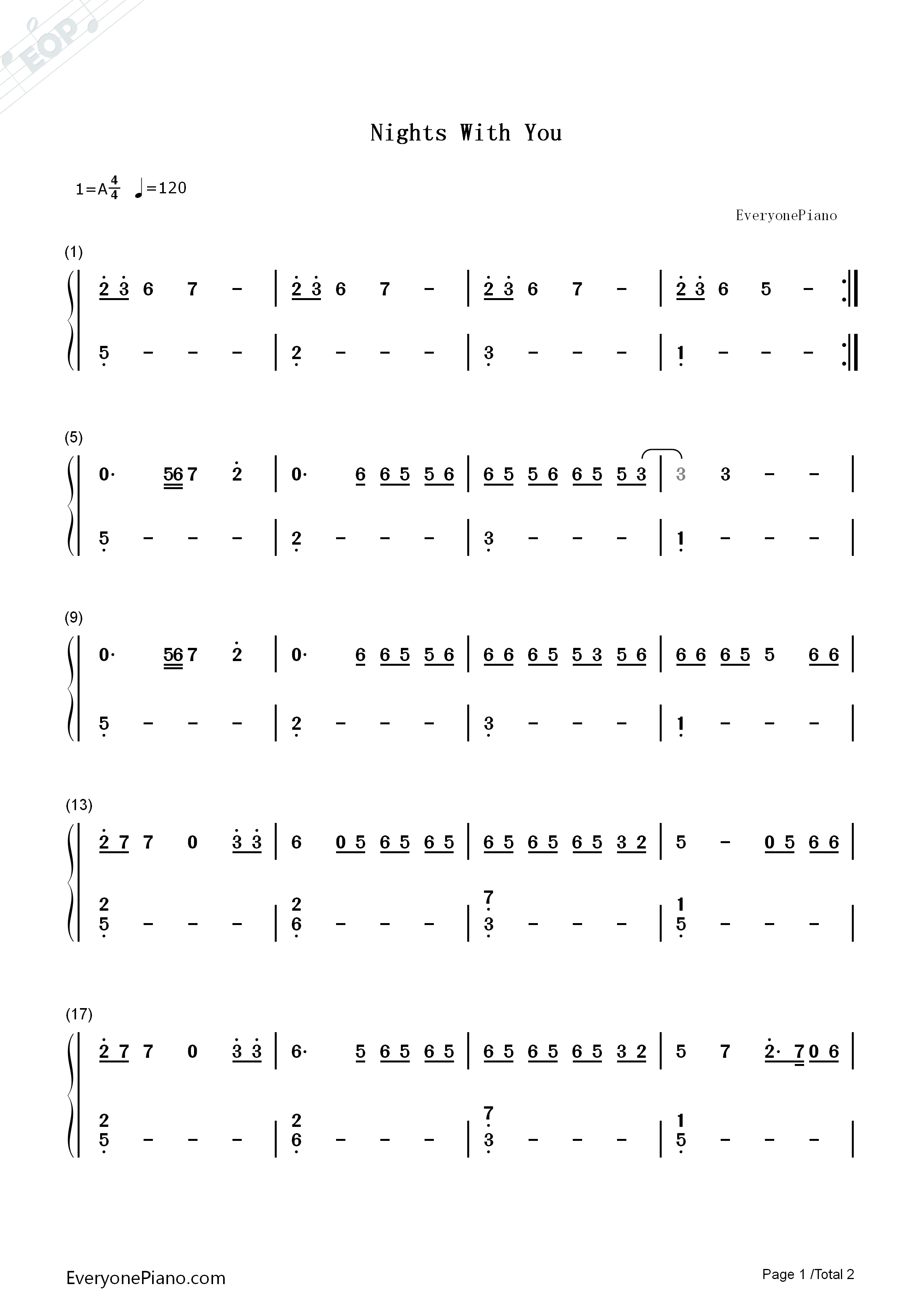 Nights_with_You钢琴简谱_MØ演唱