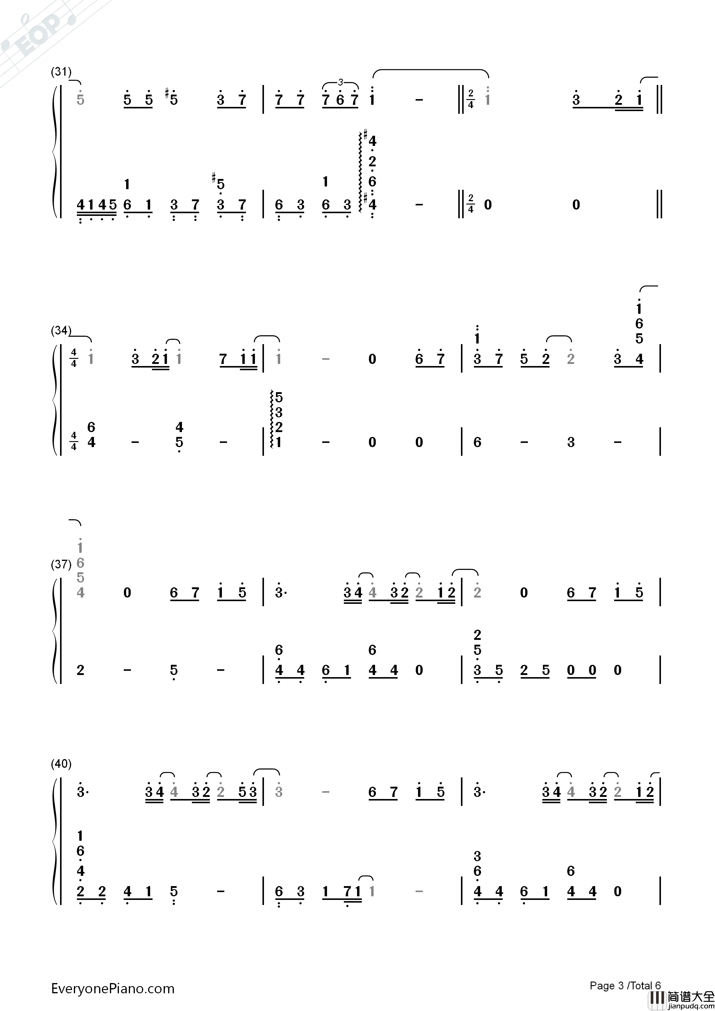 Only_Human钢琴简谱_K(姜尹成)演唱