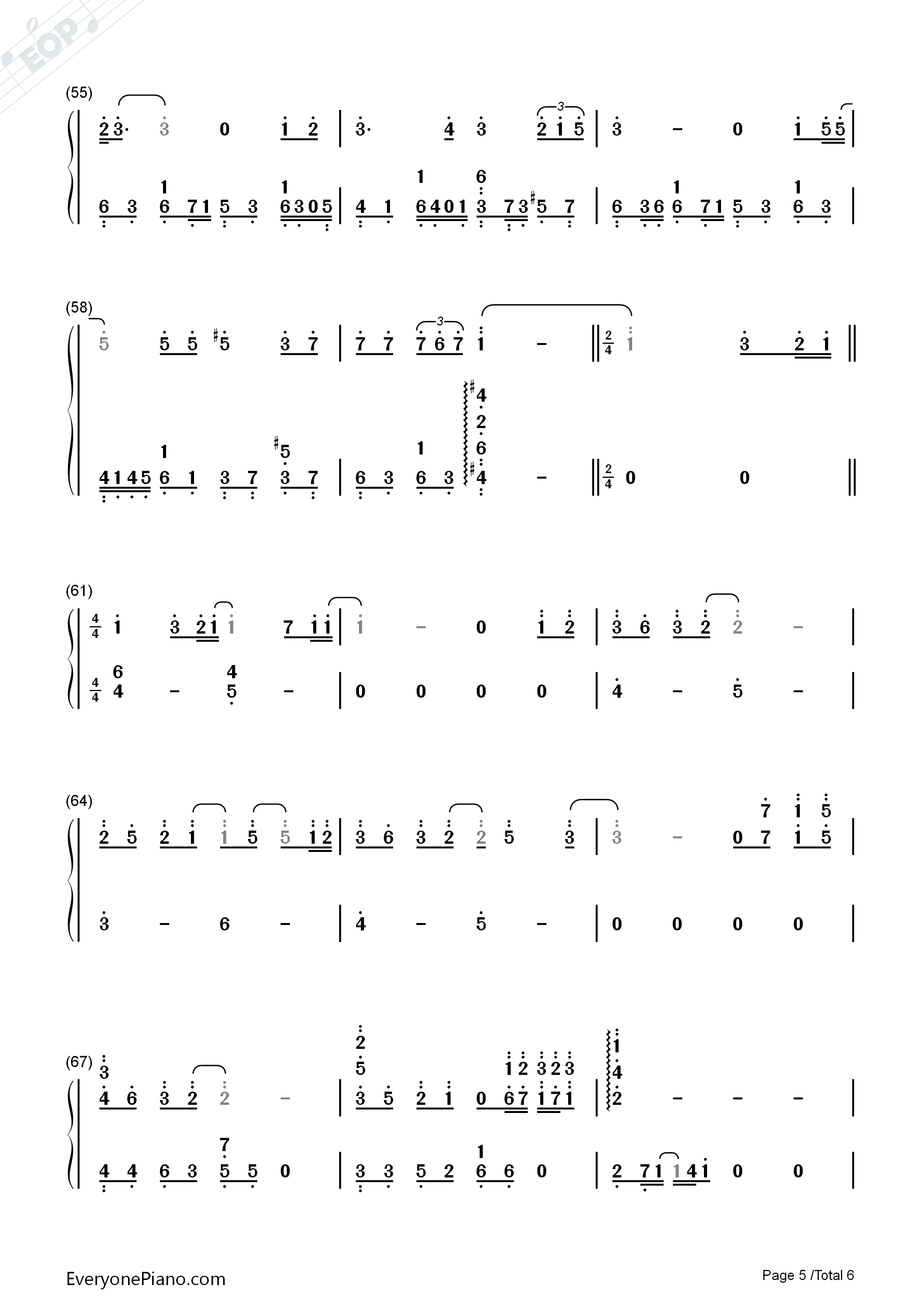 Only_Human钢琴简谱_K(姜尹成)演唱